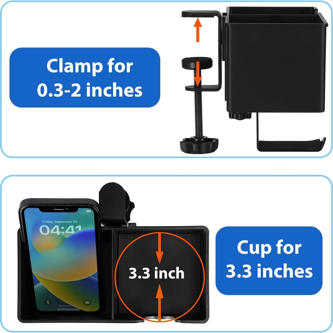 Organizador de Escritorio Clip-on 3-en-1 Rosline Negro