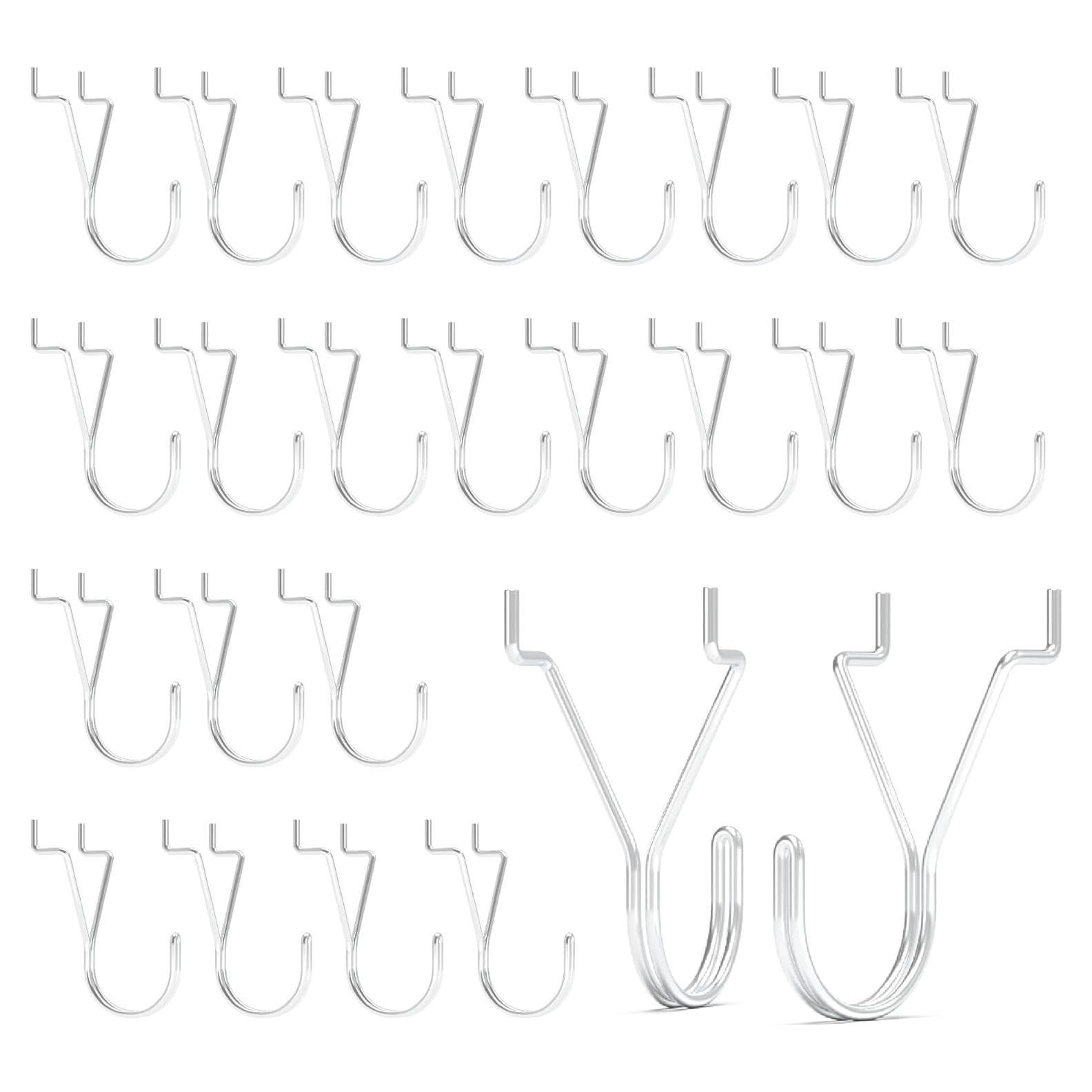 40 Ganchos en J para Tablero Perforado BFPeaky Plateados