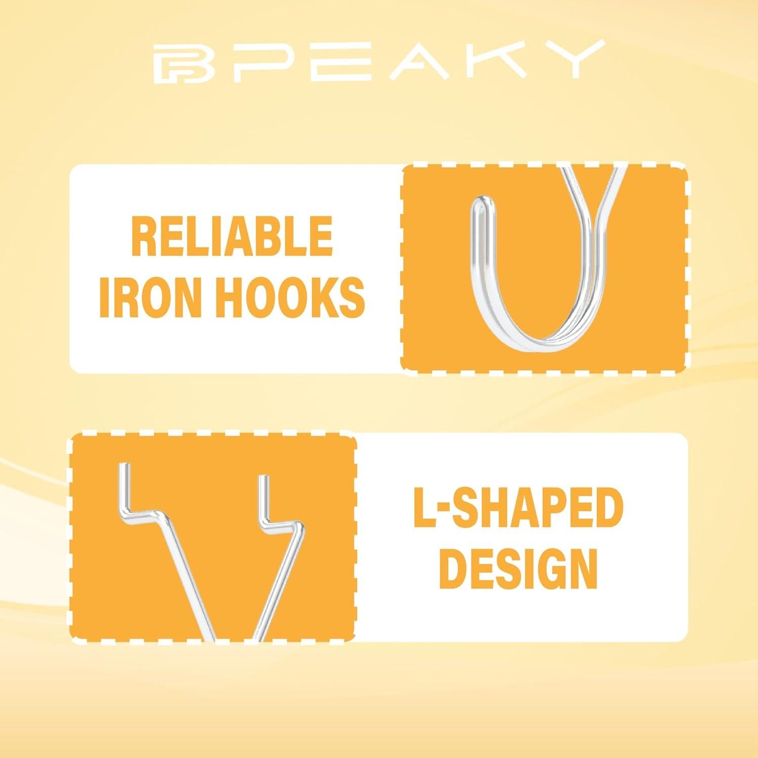 40 Ganchos en J para Tablero Perforado BFPeaky Plateados