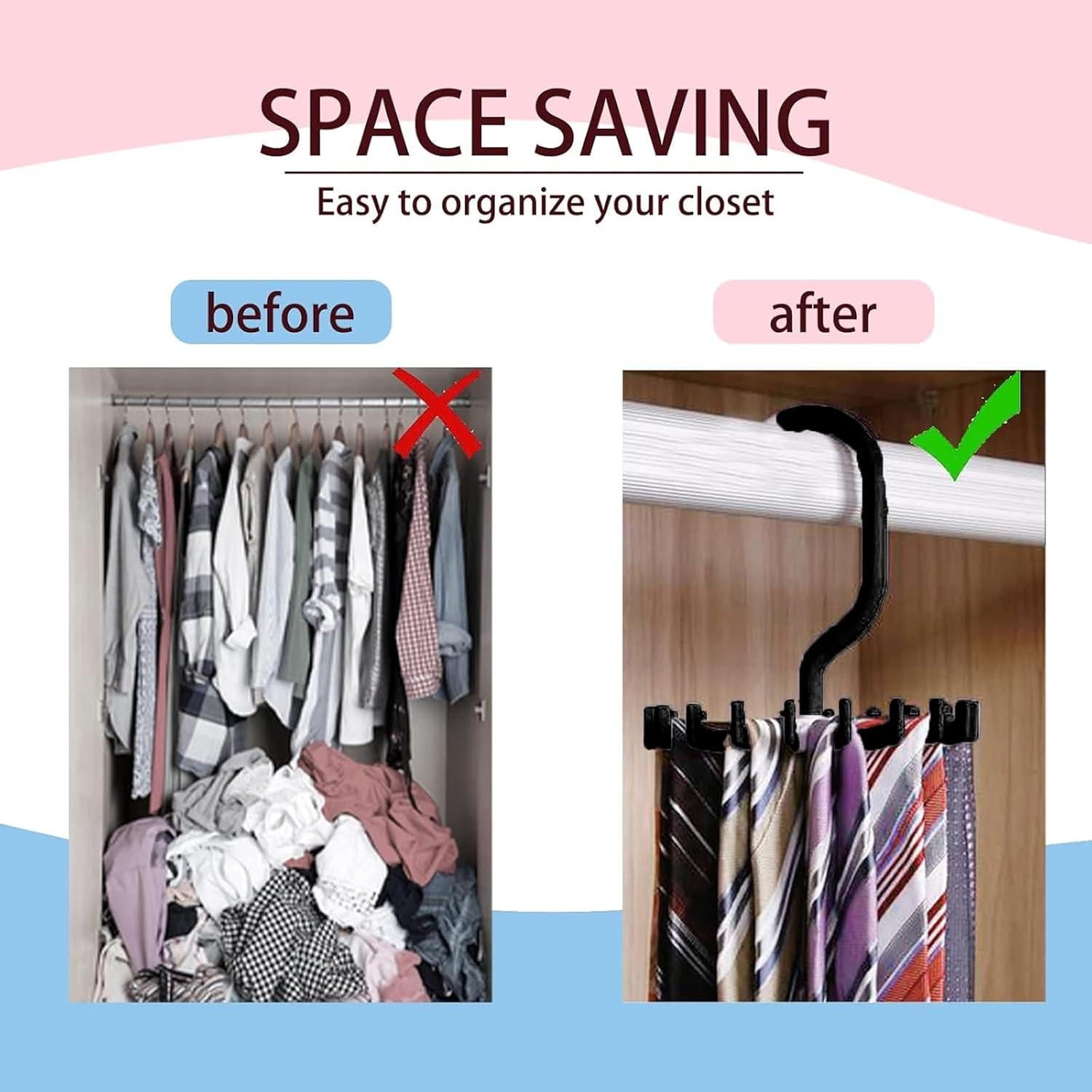 Perchero de Corbatas Circular YAFIYGI Negro Organizador 360°