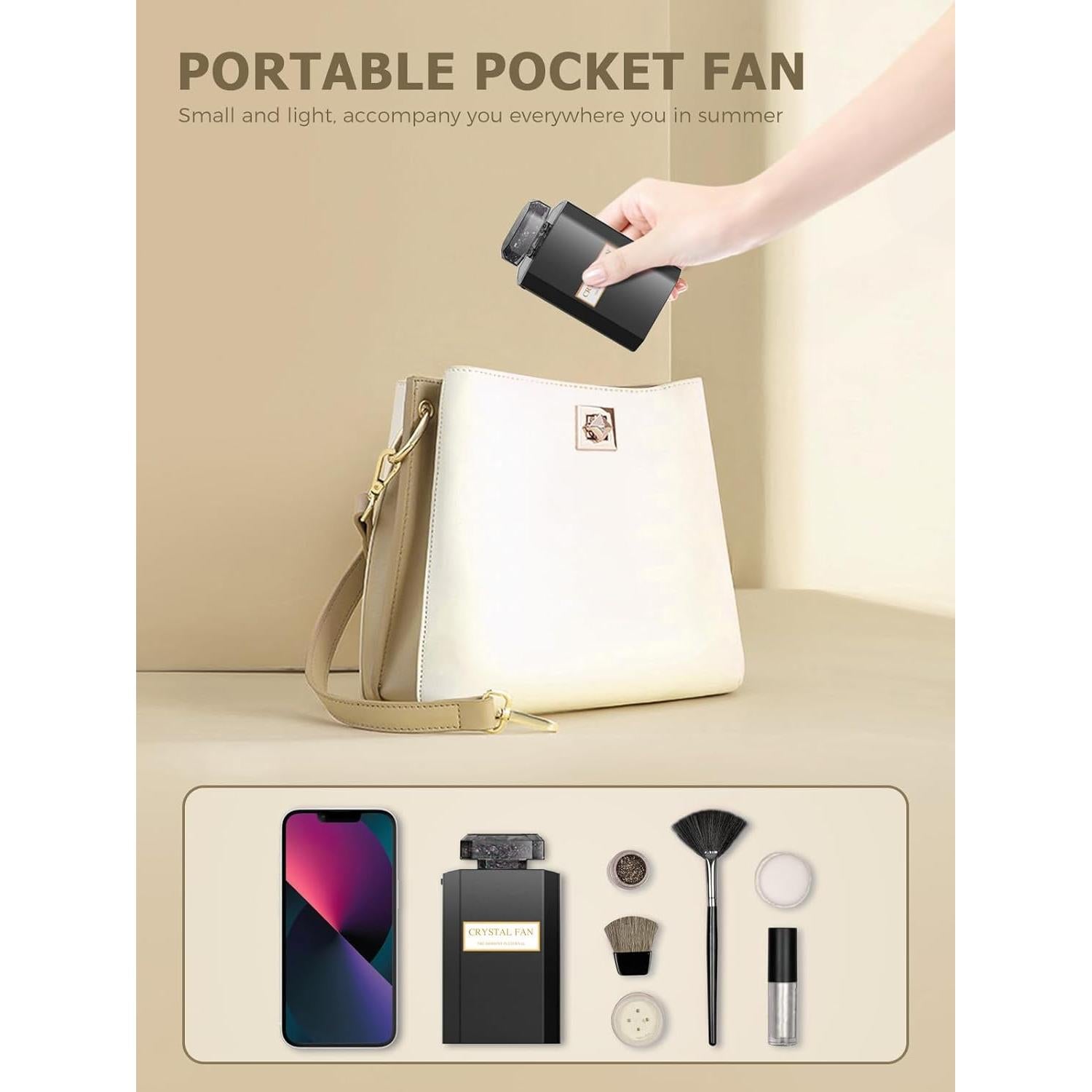 Ventilador de Mano JENTXON TIPO-1 Recargable 3 Velocidades Negro