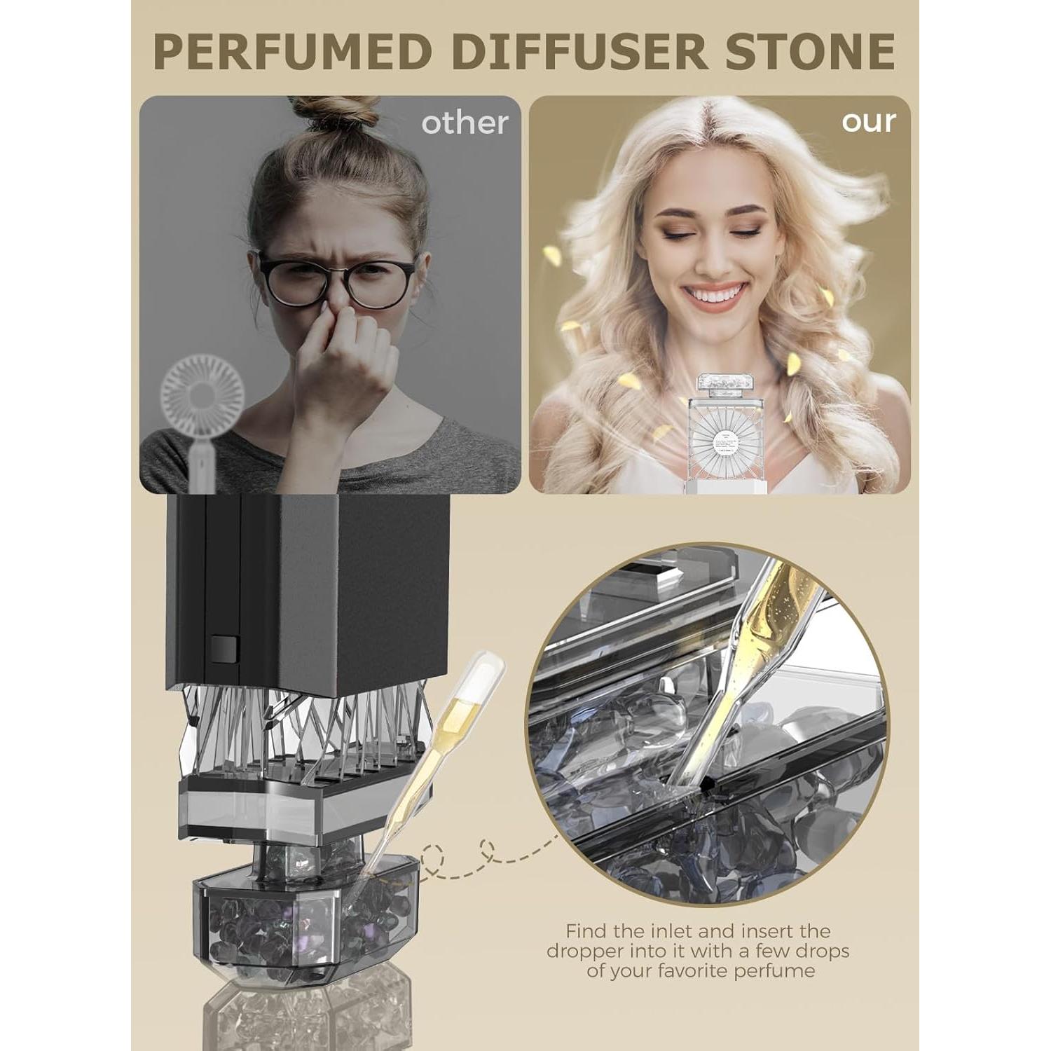 Ventilador de Mano JENTXON TIPO-1 Recargable 3 Velocidades Negro