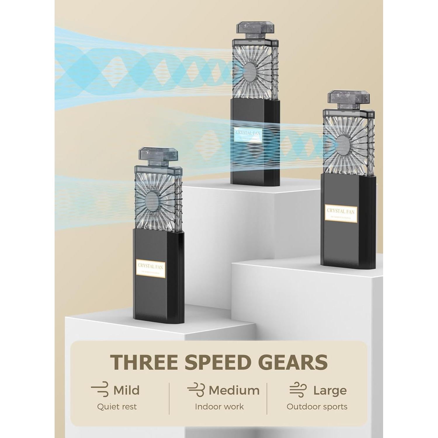 Ventilador de Mano JENTXON TIPO-1 Recargable 3 Velocidades Negro