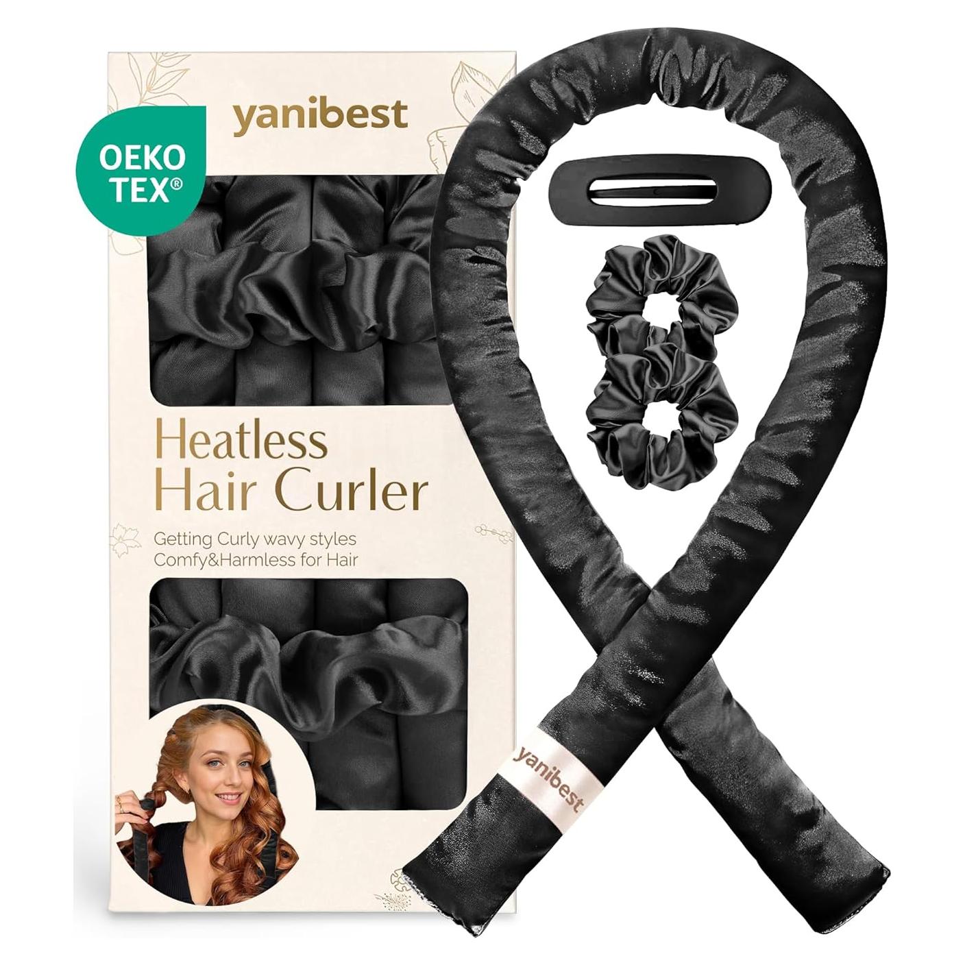 Rizador de Cabello Sin Calor Yanibest Negro con Scrunchies