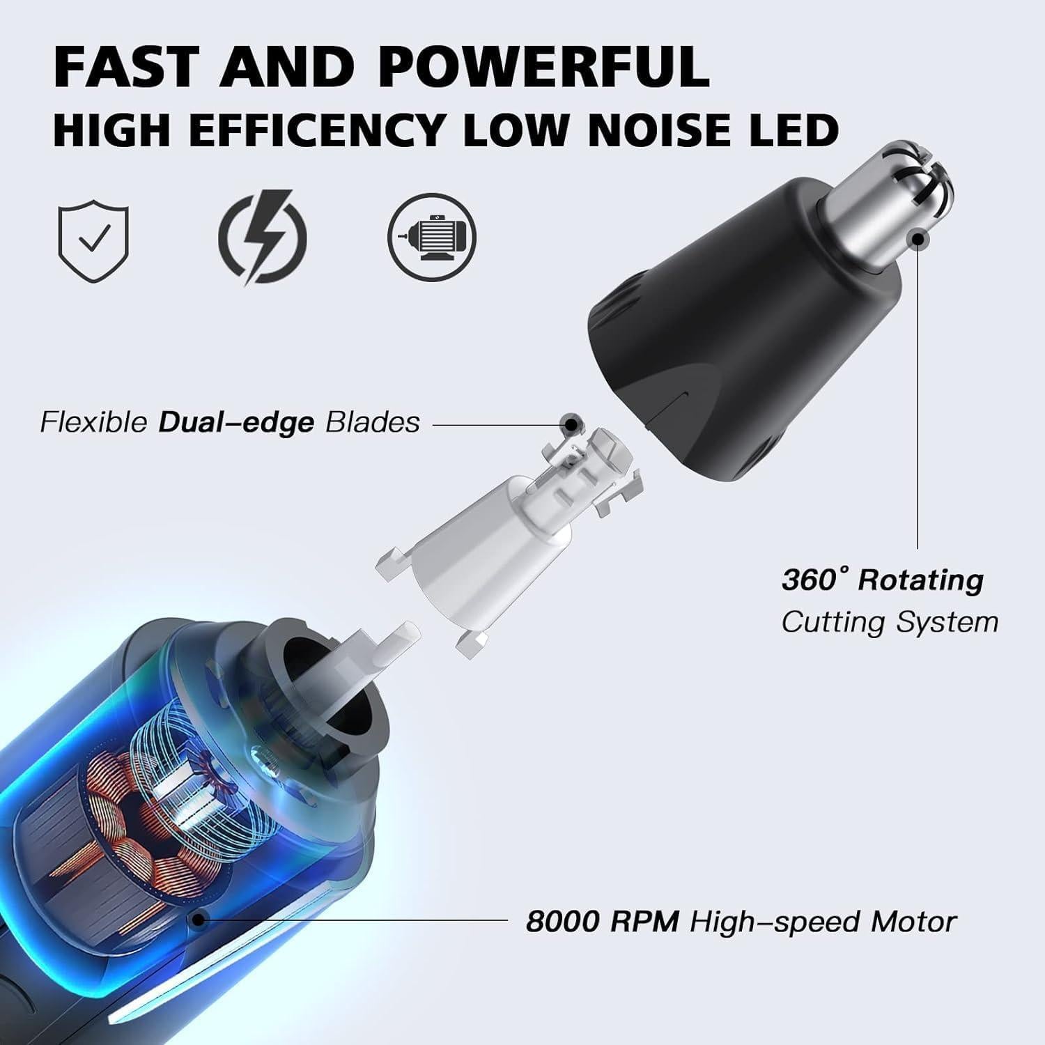 Recortador de Vello Nasal y Orejas XOOMRSCP Recargable USB-C