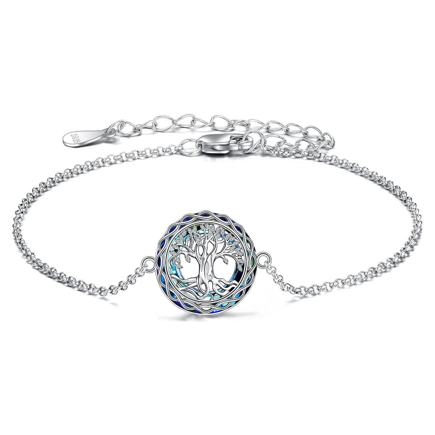 Pulsera Tobillera YFN Plata Esterlina Árbol de la Vida 22.86 cm