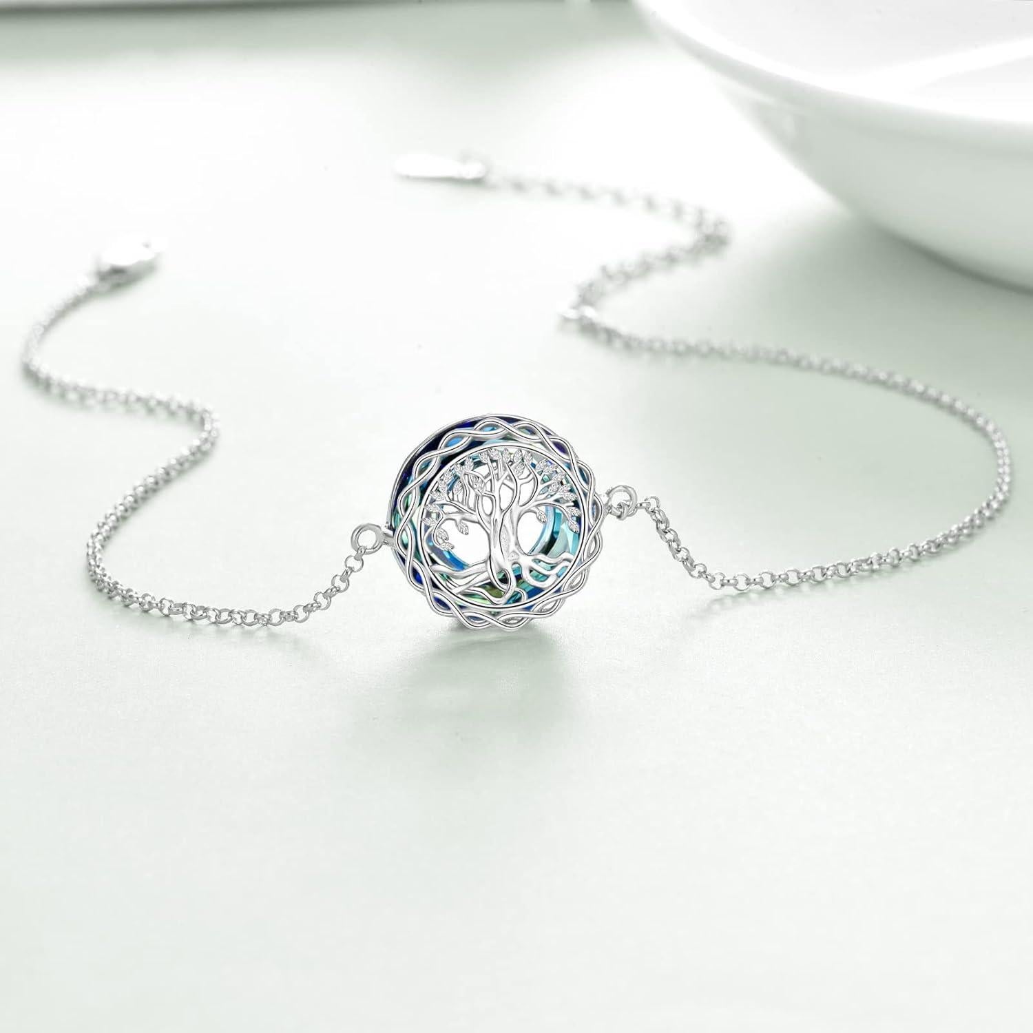 Pulsera Tobillera YFN Plata Esterlina Árbol de la Vida 22.86 cm