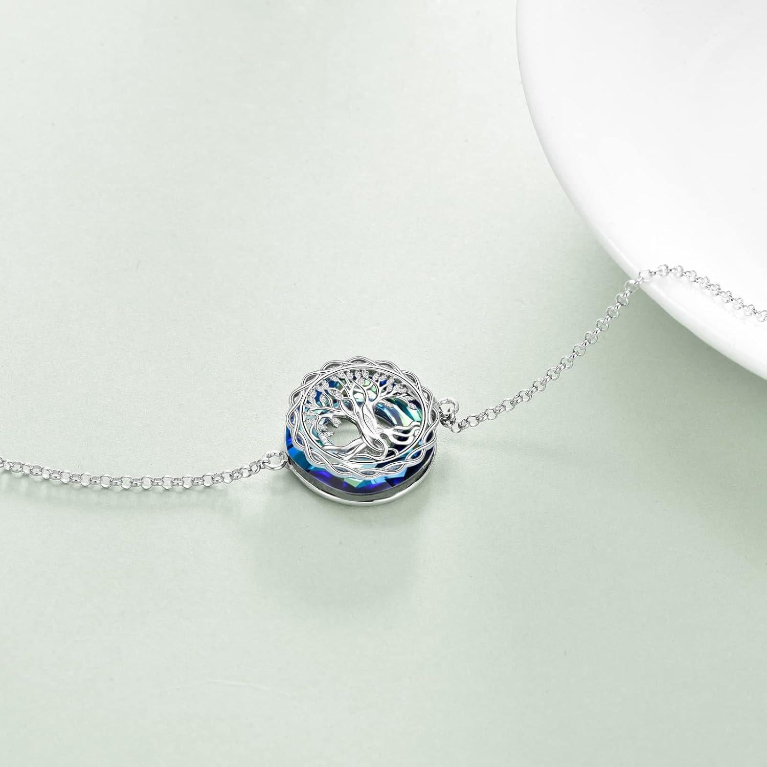 Pulsera Tobillera YFN Plata Esterlina Árbol de la Vida 22.86 cm