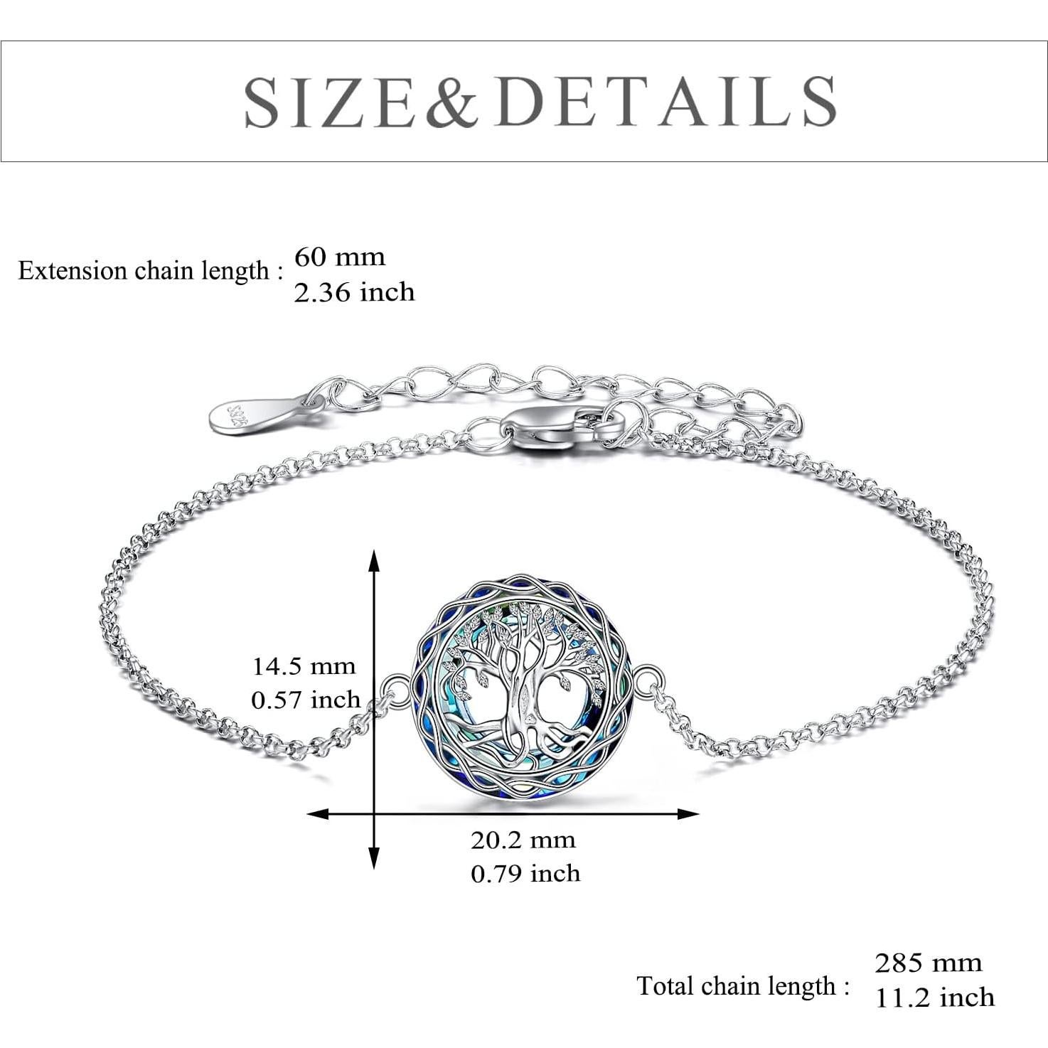 Pulsera Tobillera YFN Plata Esterlina Árbol de la Vida 22.86 cm