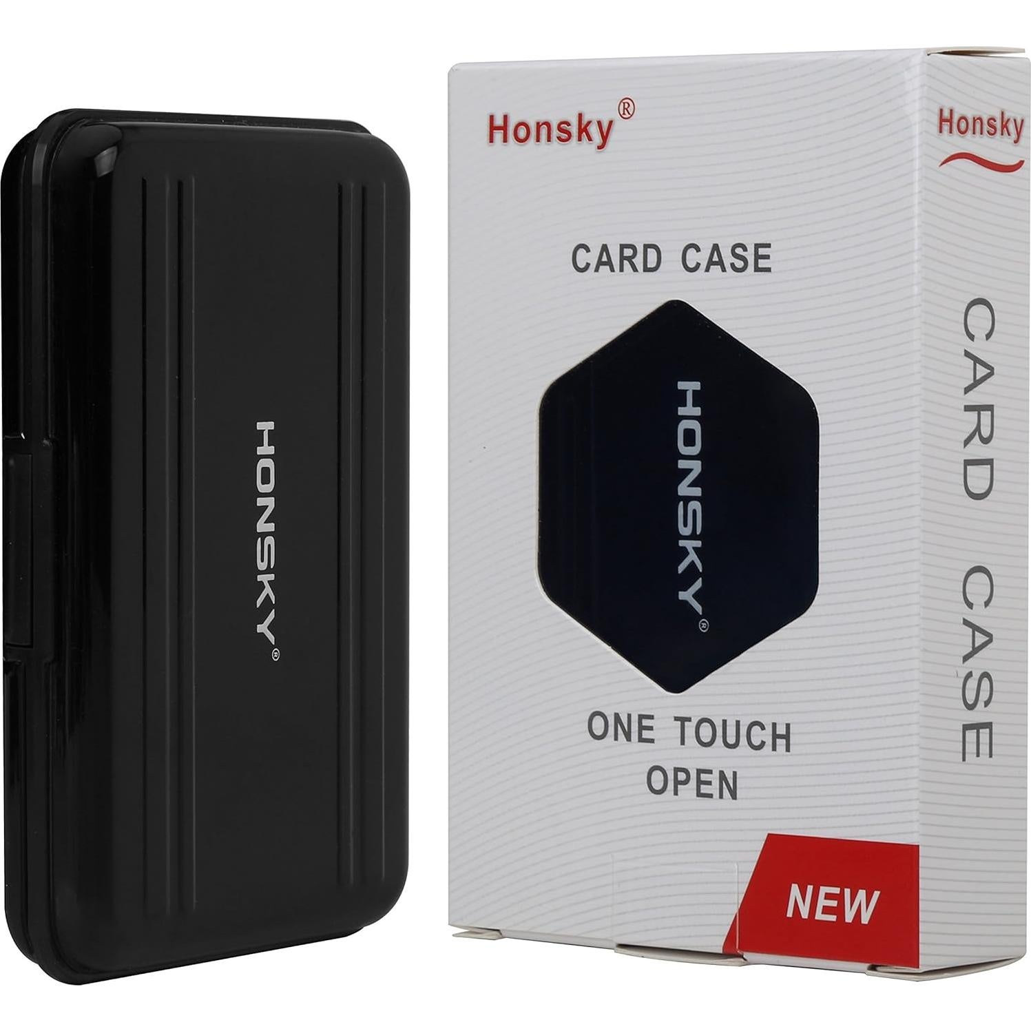 Caja de Aluminio Honsky para Tarjetas SD y Micro SD, Negra