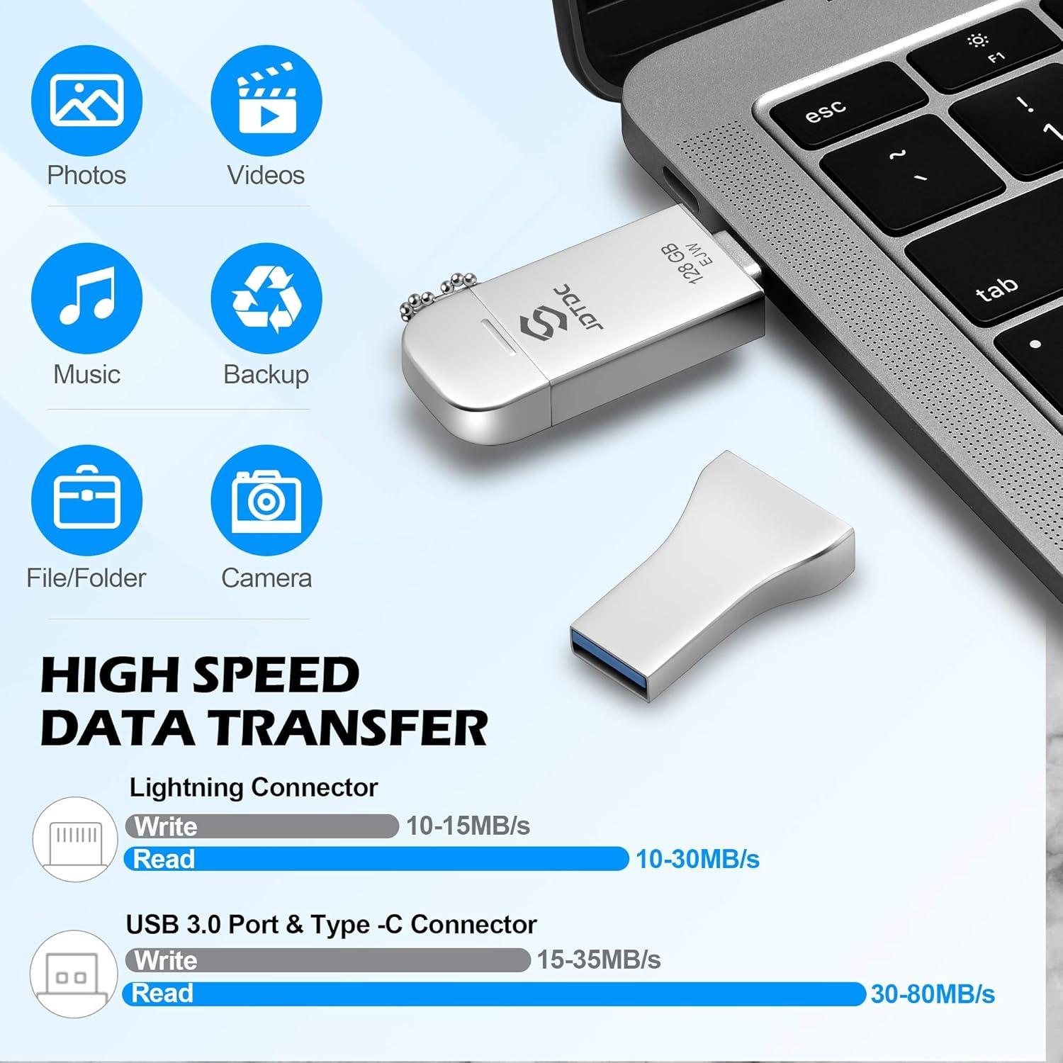 JSL JDTDC 128GB Photo Stick MFi para iPhone y Android