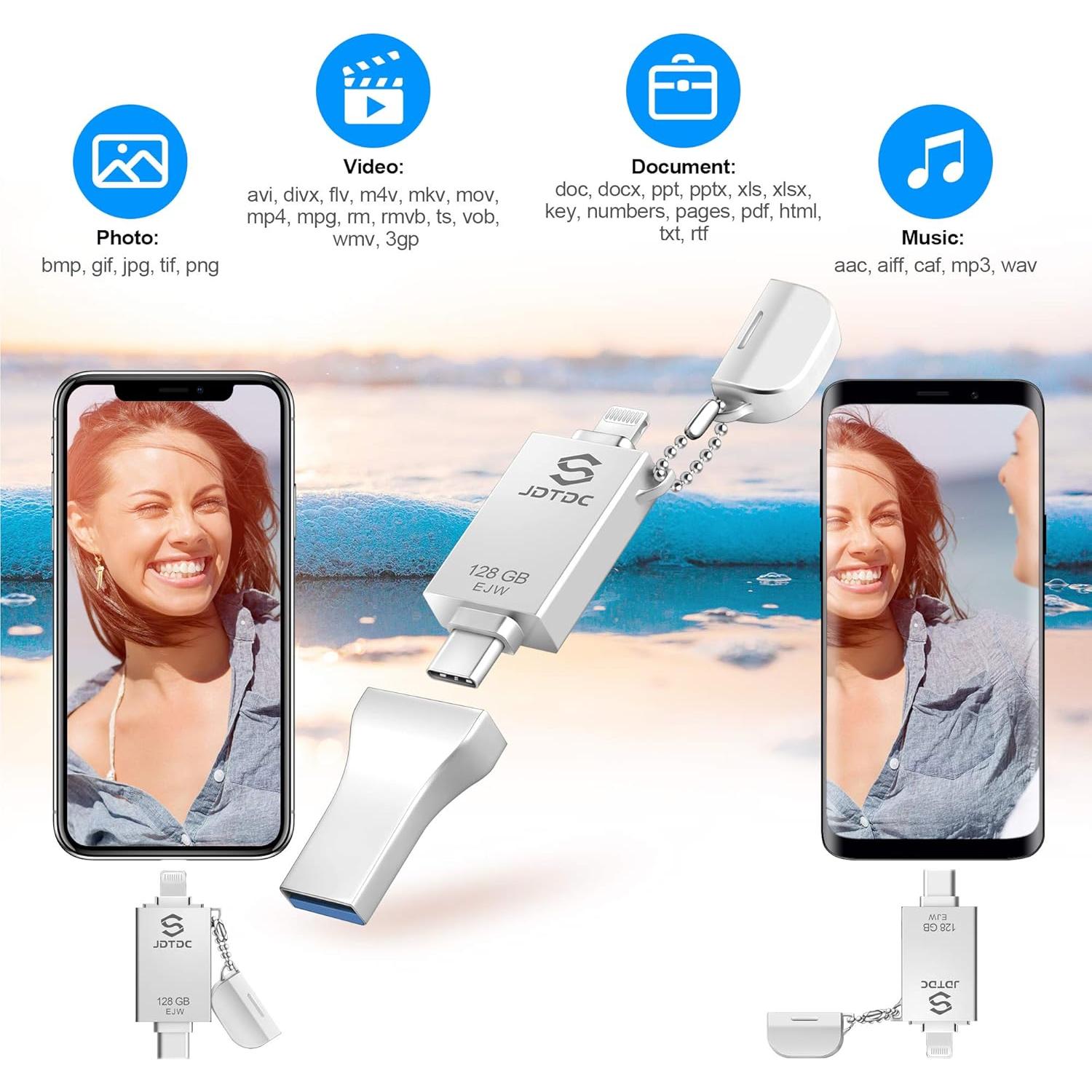 JSL JDTDC 128GB Photo Stick MFi para iPhone y Android