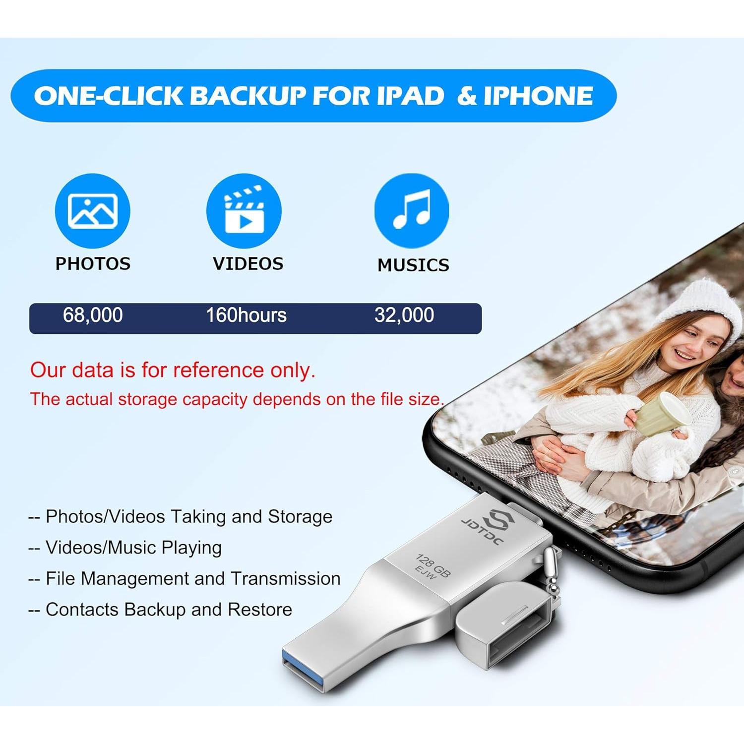 JSL JDTDC 128GB Photo Stick MFi para iPhone y Android