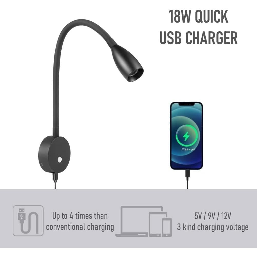 Paquete de 2 Lámparas de Lectura LED Obeaming 12V Regulables