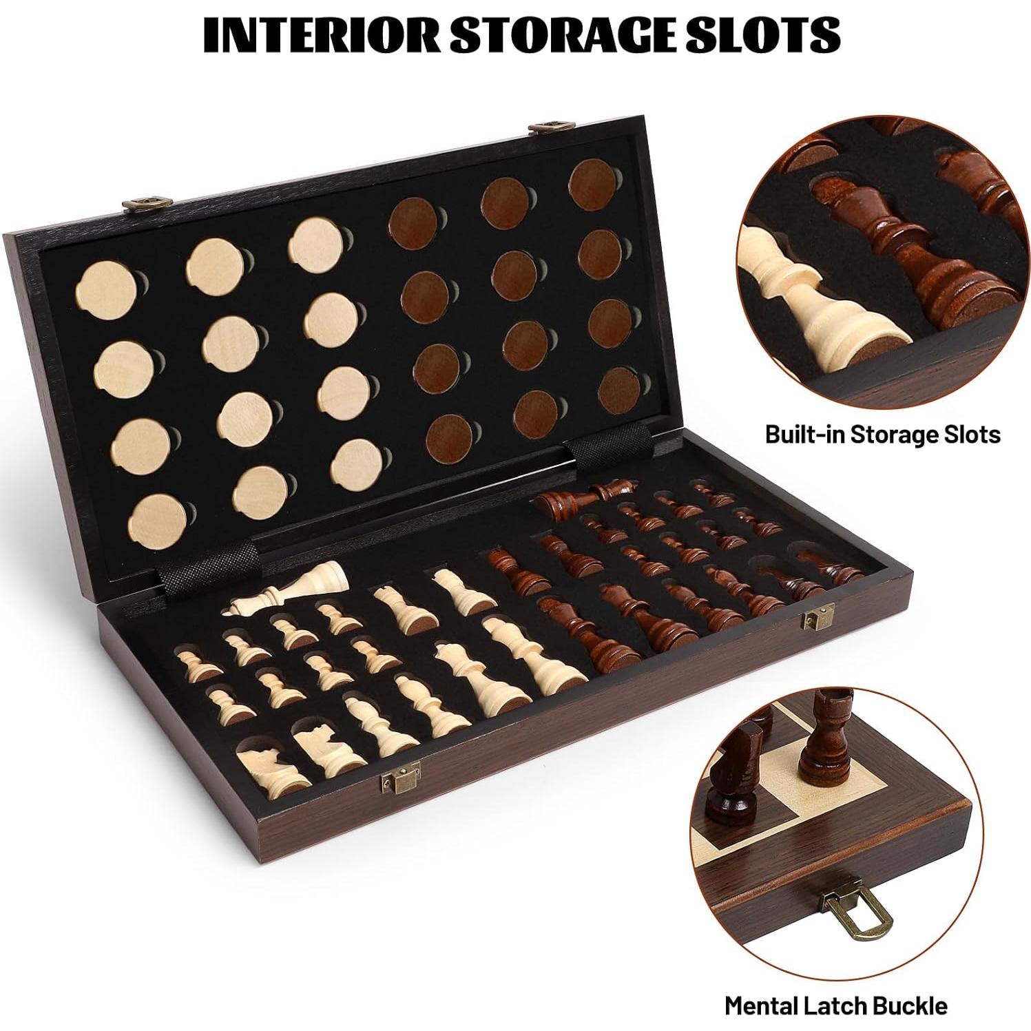 Tablero de Ajedrez Plegable LEAP 39x39 cm Madera Ébano