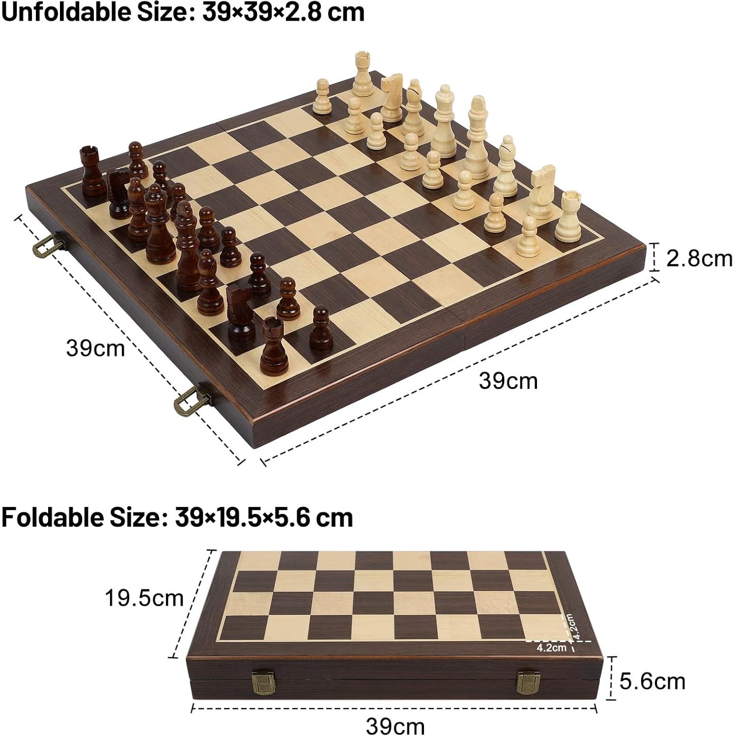 Tablero de Ajedrez Plegable LEAP 39x39 cm Madera Ébano