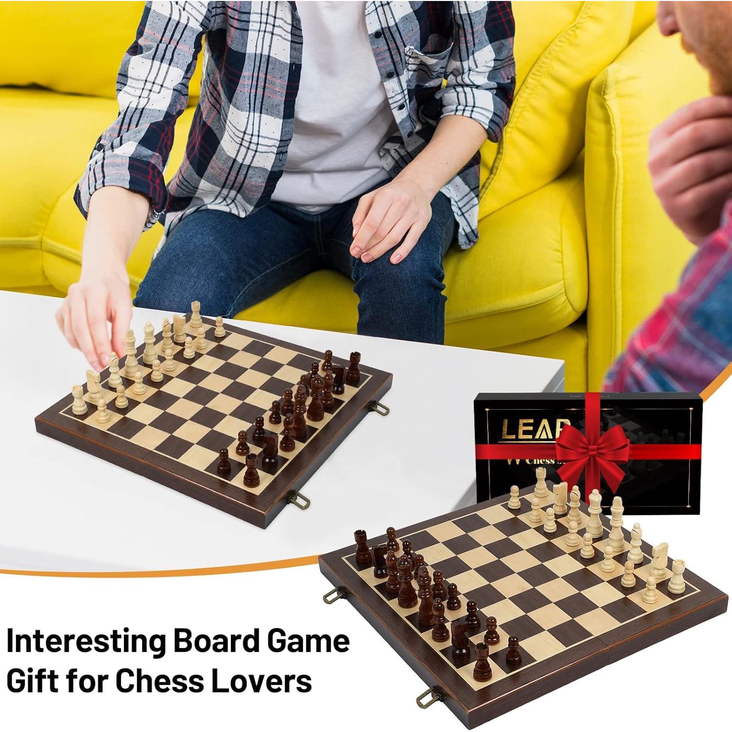 Tablero de Ajedrez Plegable LEAP 39x39 cm Madera Ébano