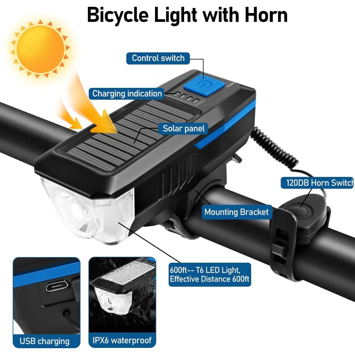 Luces LED para Bicicleta LEDHOLYT, Faro y Luz Trasera Impermeable