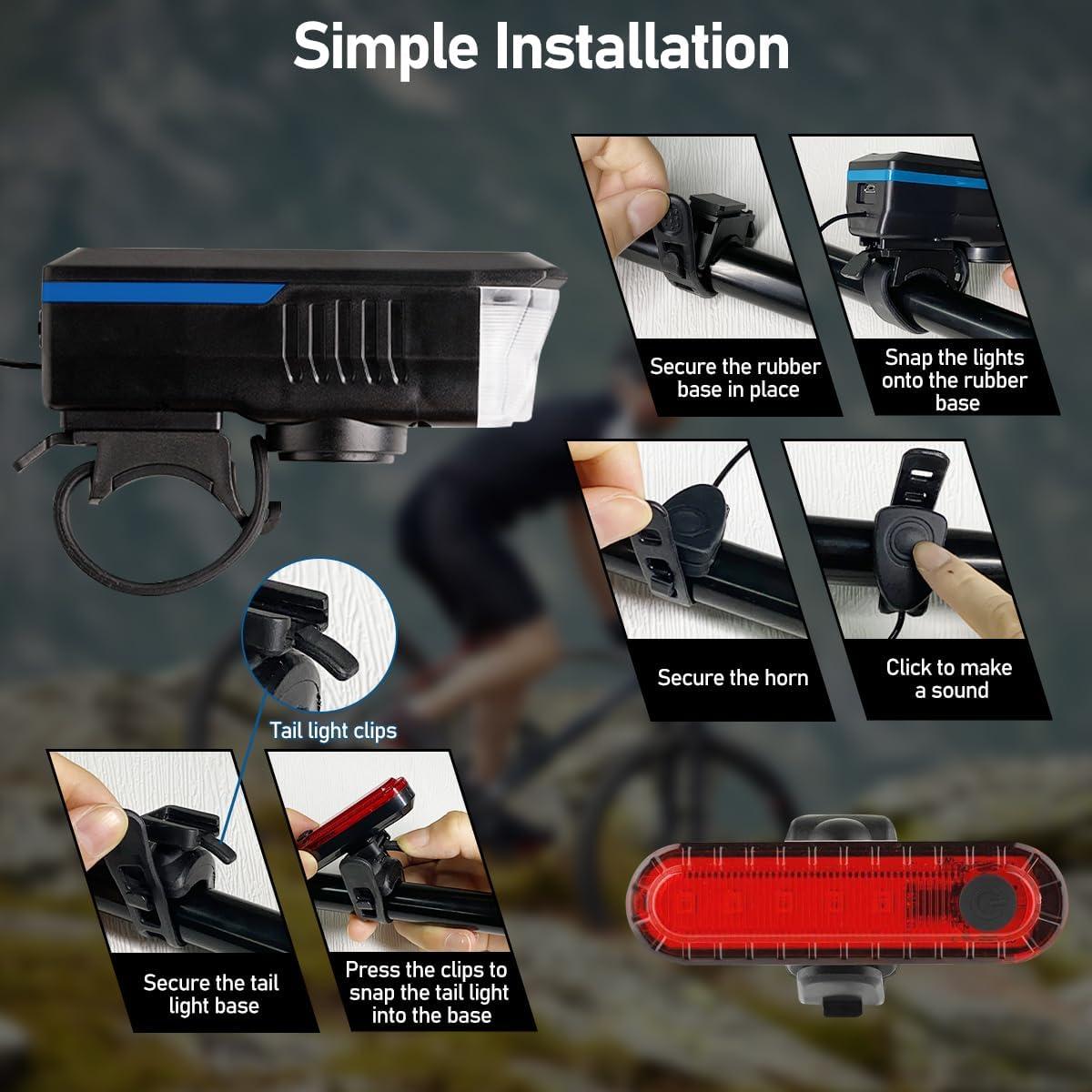 Luces LED para Bicicleta LEDHOLYT, Faro y Luz Trasera Impermeable