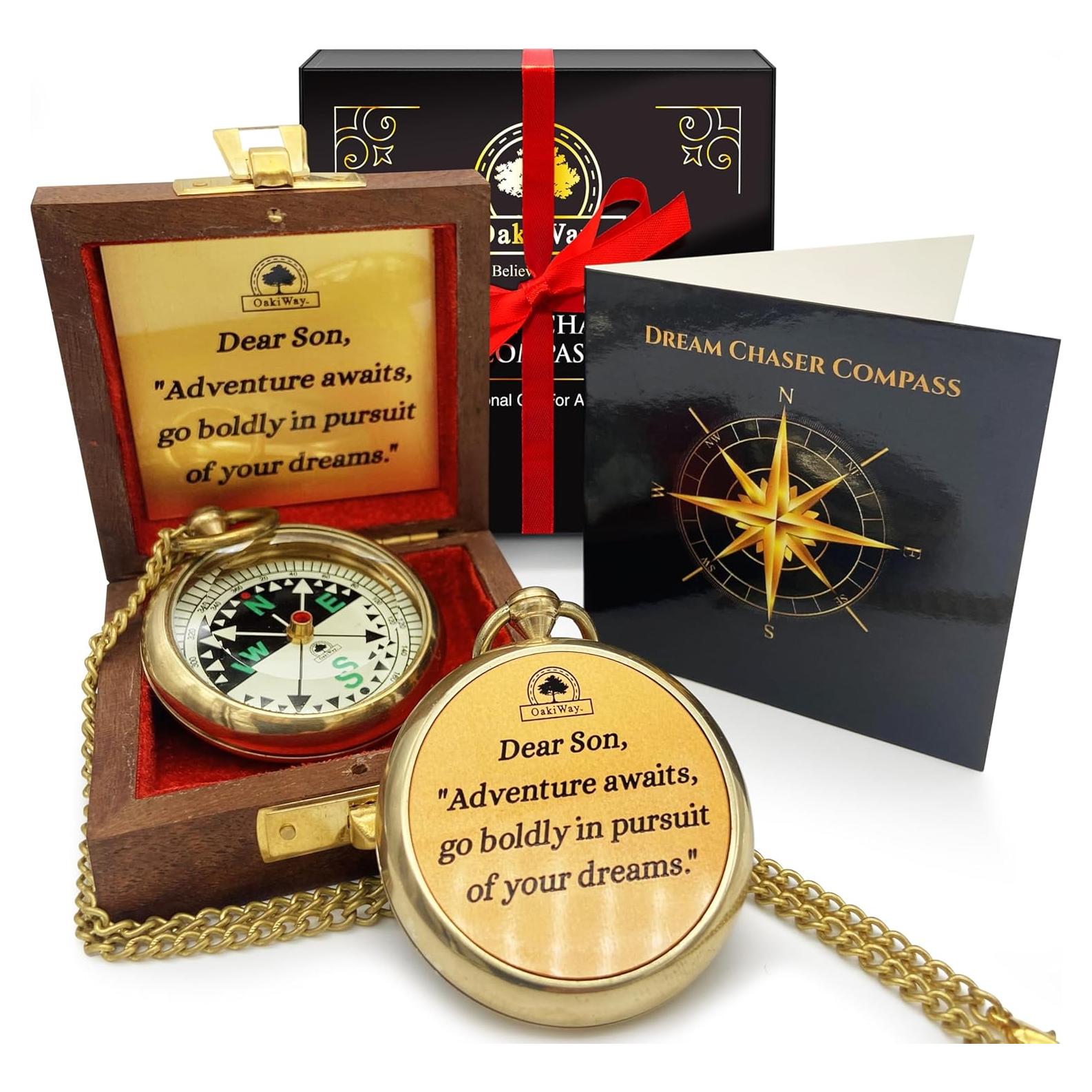 Brújula OakiWay Dream Chaser en Caja de Madera - Regalo Inspirador