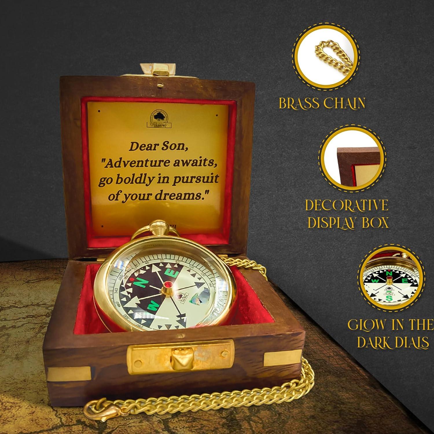 Brújula OakiWay Dream Chaser en Caja de Madera - Regalo Inspirador
