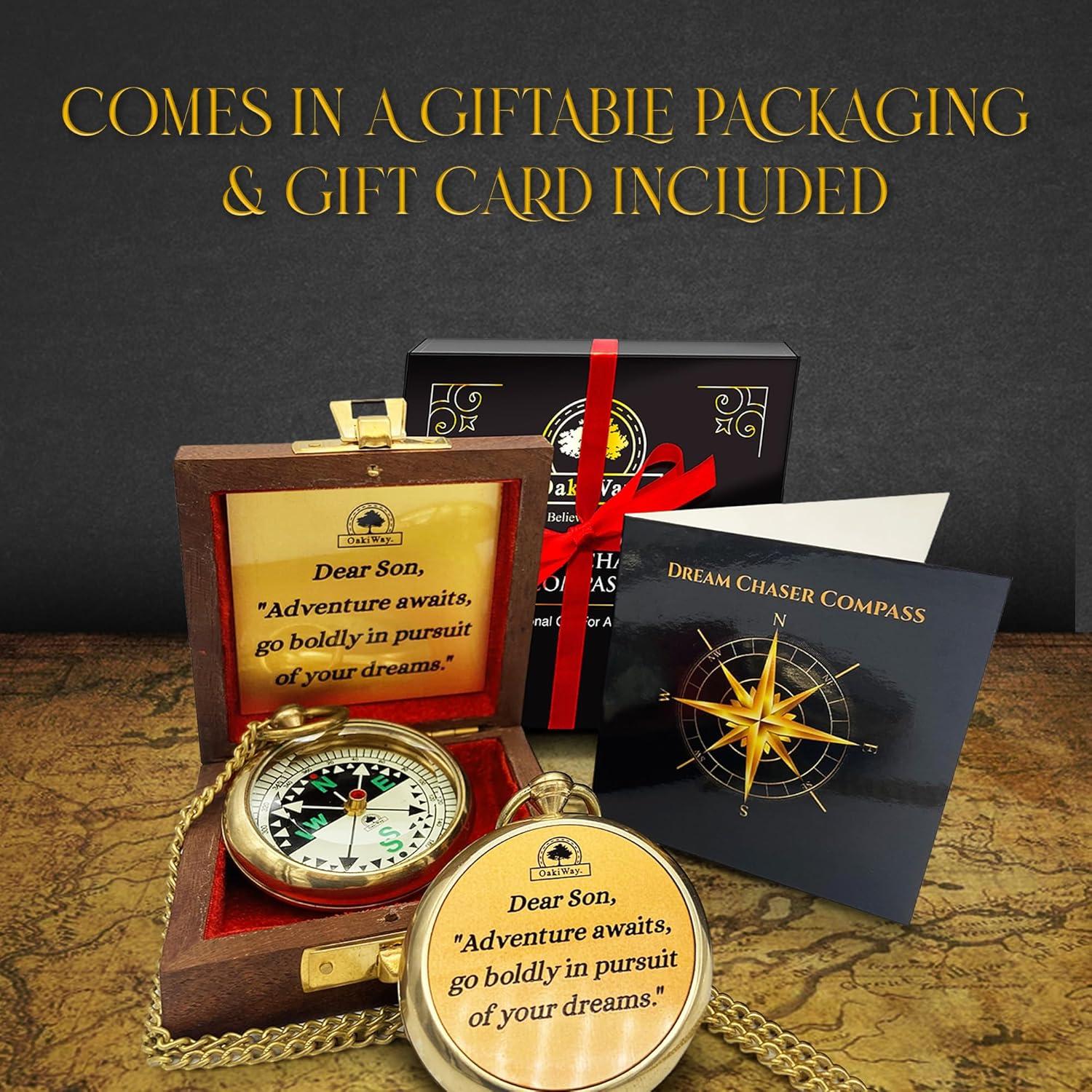 Brújula OakiWay Dream Chaser en Caja de Madera - Regalo Inspirador