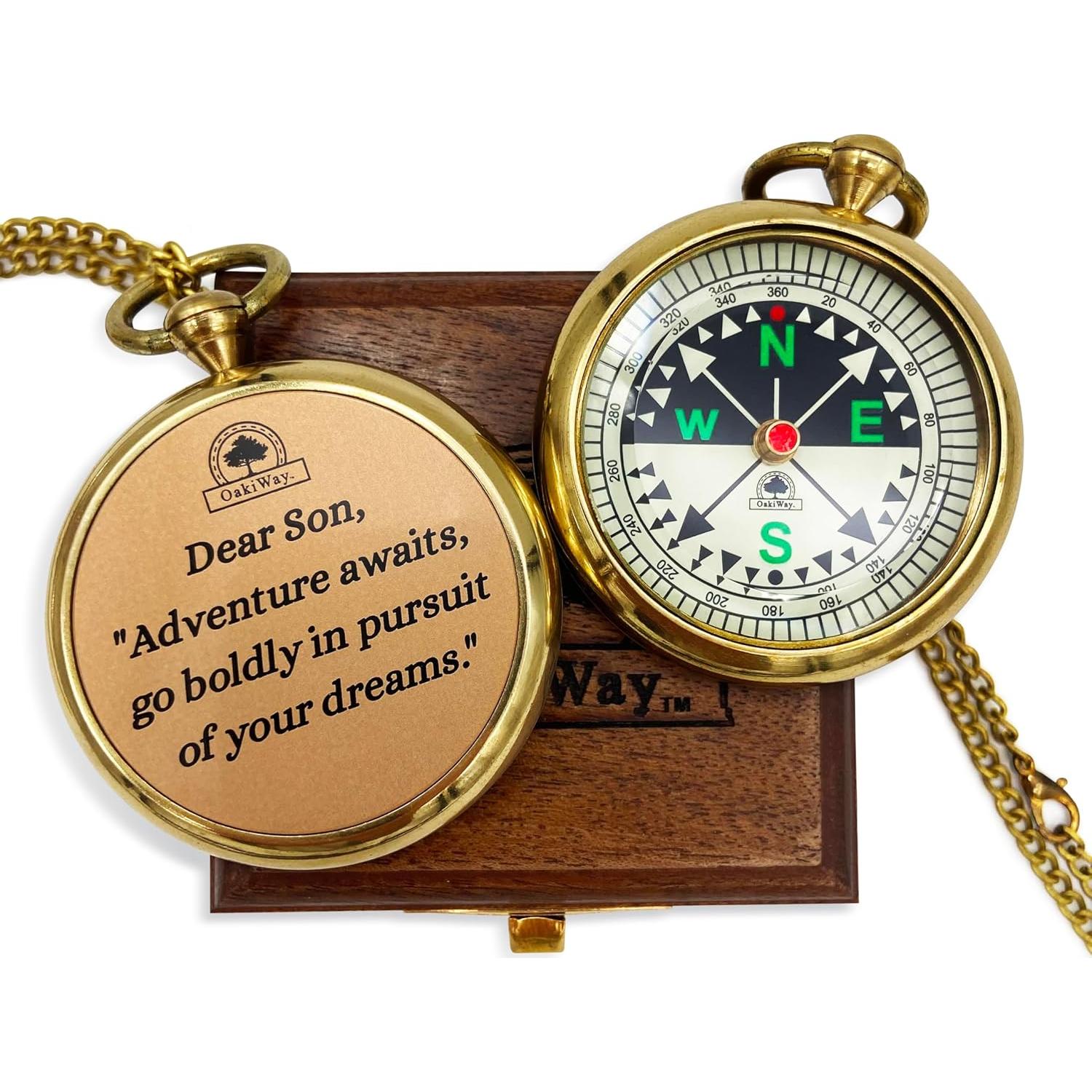 Brújula OakiWay Dream Chaser en Caja de Madera - Regalo Inspirador