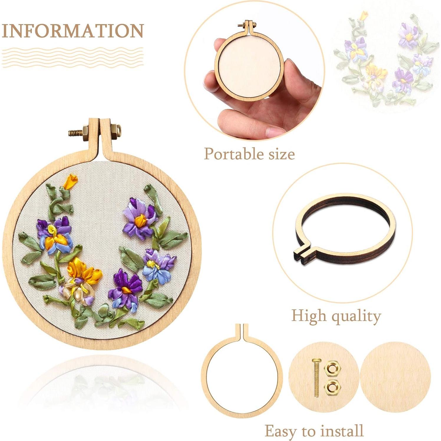 Mini Aros de Bordado de Madera Syhood - 8 Juegos Variados