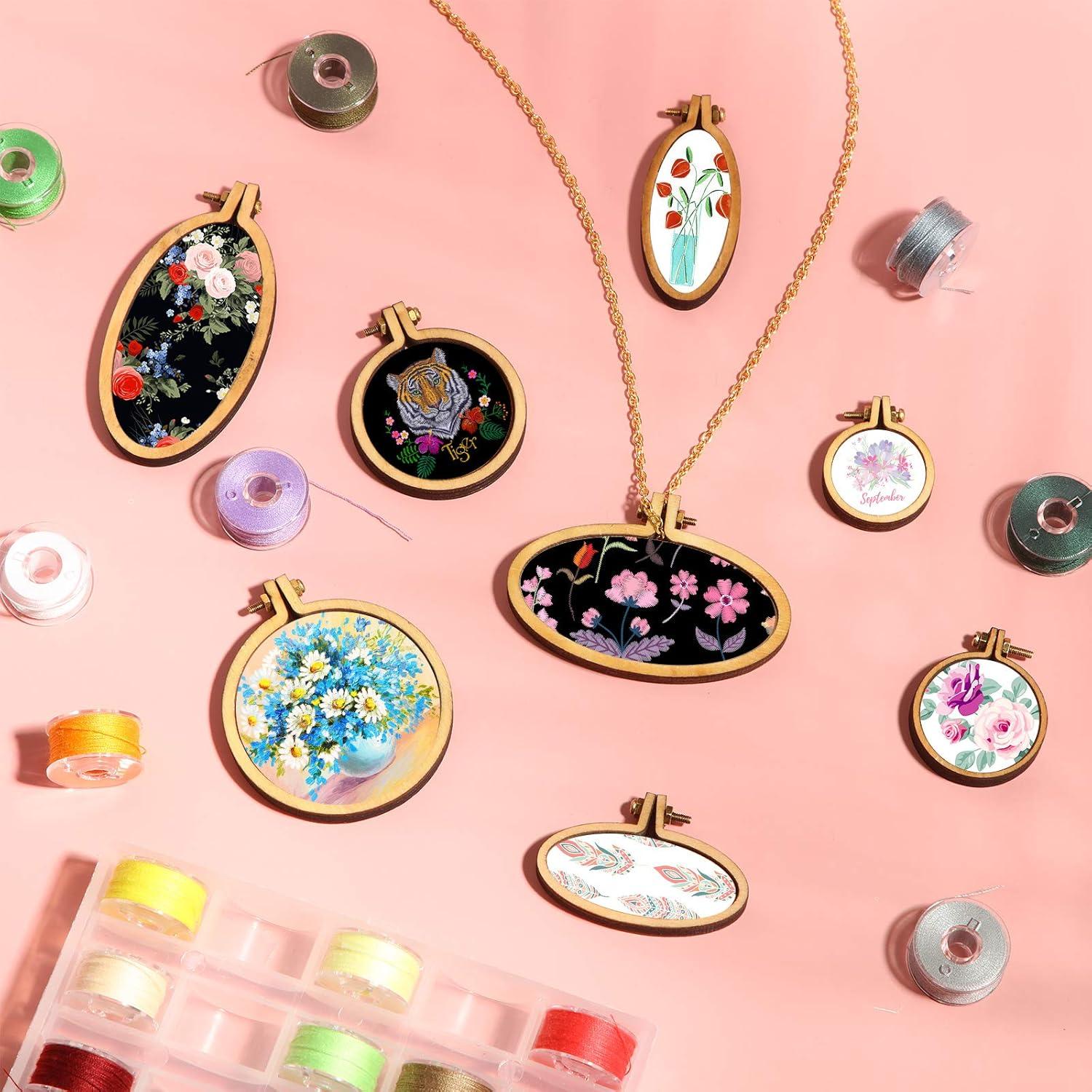 Mini Aros de Bordado de Madera Syhood - 8 Juegos Variados