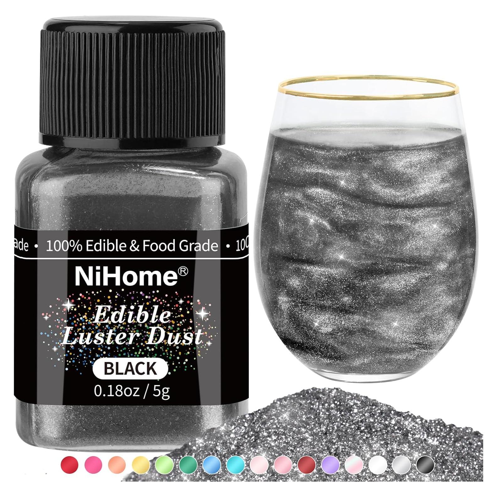 Polvo Brillante Comestible NiHome 5g Negro para Decorar Alimentos