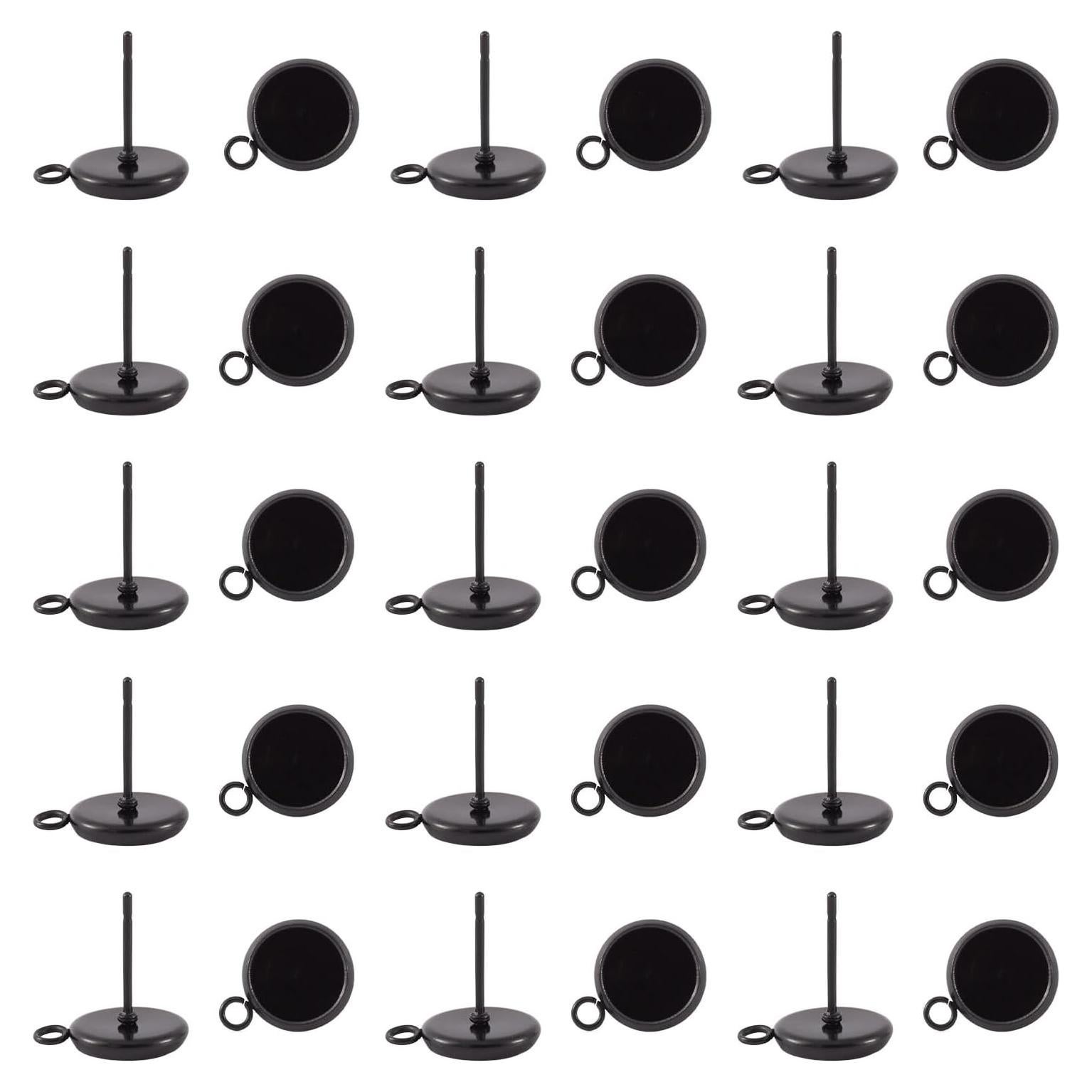 100 Piezas Aretes de Acero Inoxidable PH PandaHall 8mm Negro