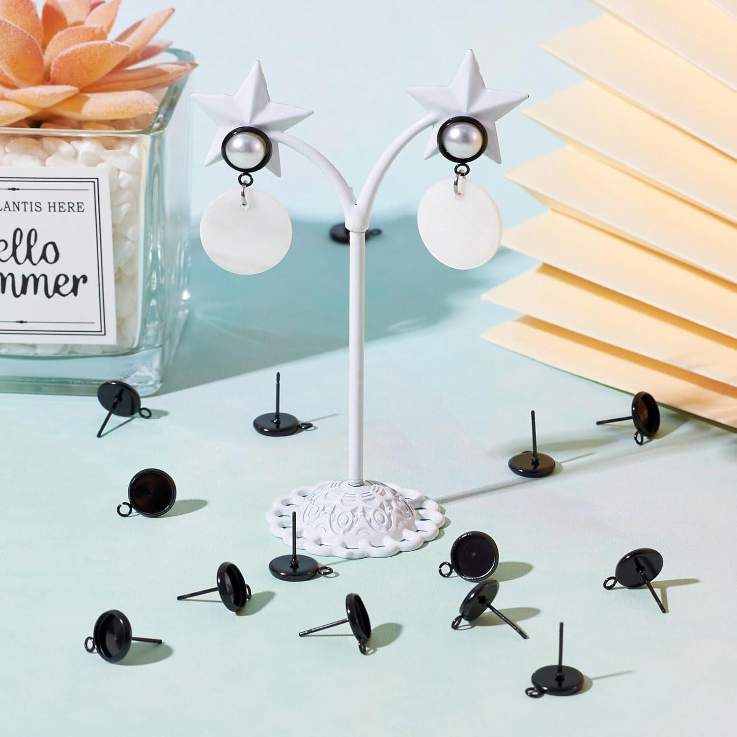 100 Piezas Aretes de Acero Inoxidable PH PandaHall 8mm Negro