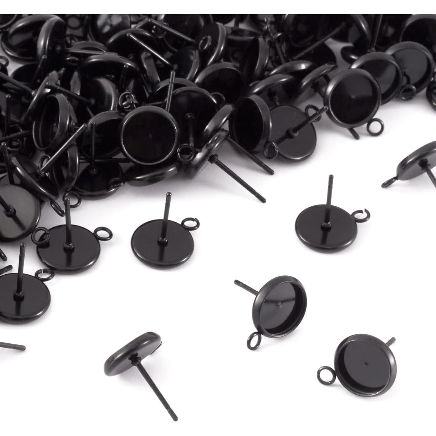 100 Piezas Aretes de Acero Inoxidable PH PandaHall 8mm Negro