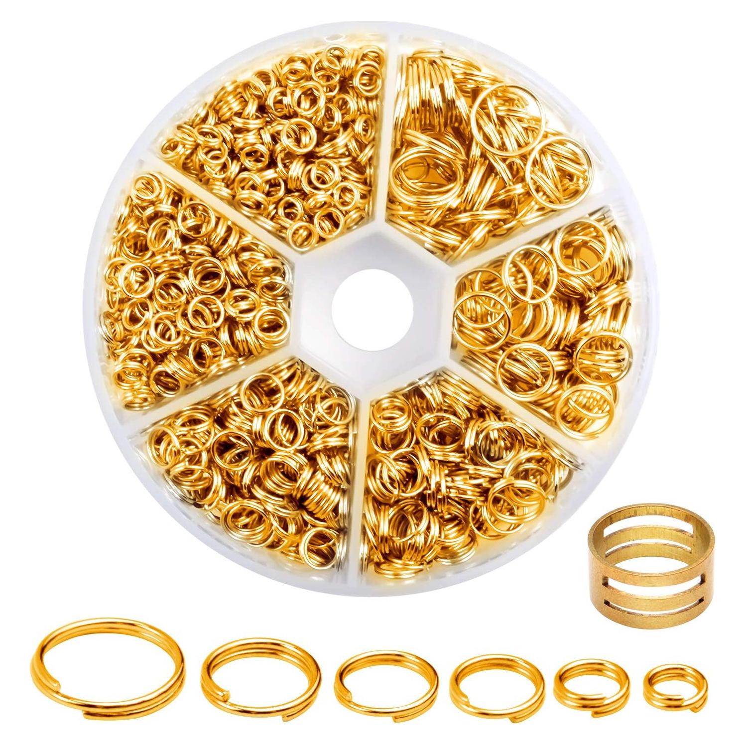 Anillos de Salto Divididos Aylifu - 100g, 6 Tamaños 4-10mm Dorado