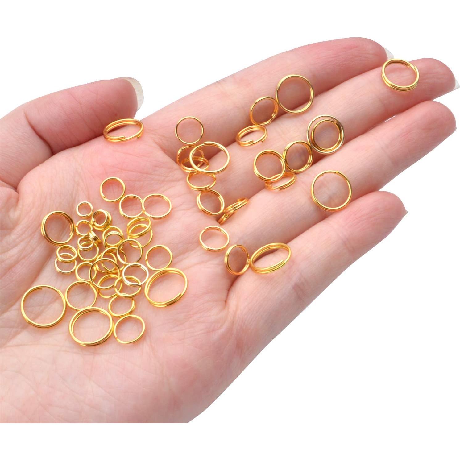 Anillos de Salto Divididos Aylifu - 100g, 6 Tamaños 4-10mm Dorado