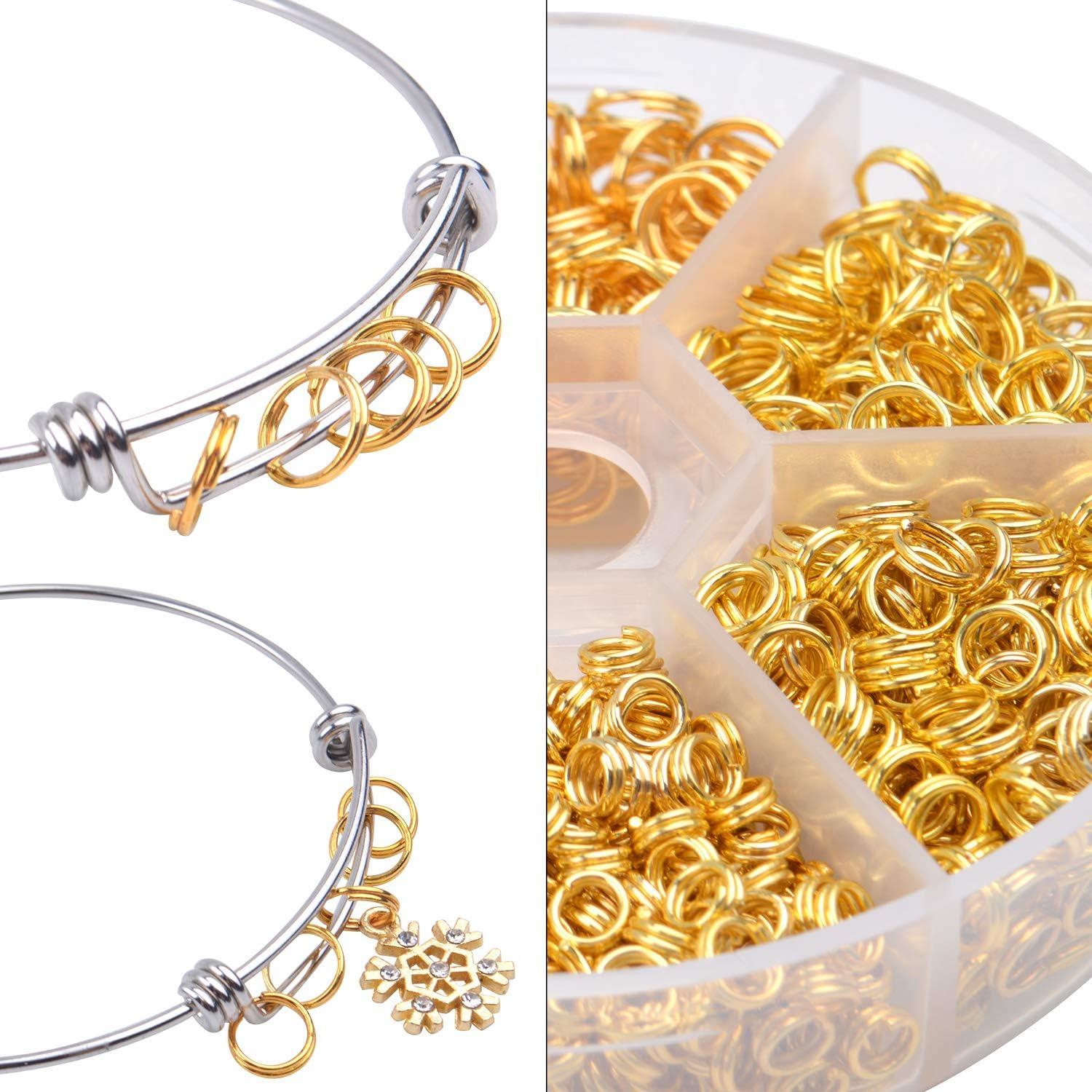 Anillos de Salto Divididos Aylifu - 100g, 6 Tamaños 4-10mm Dorado