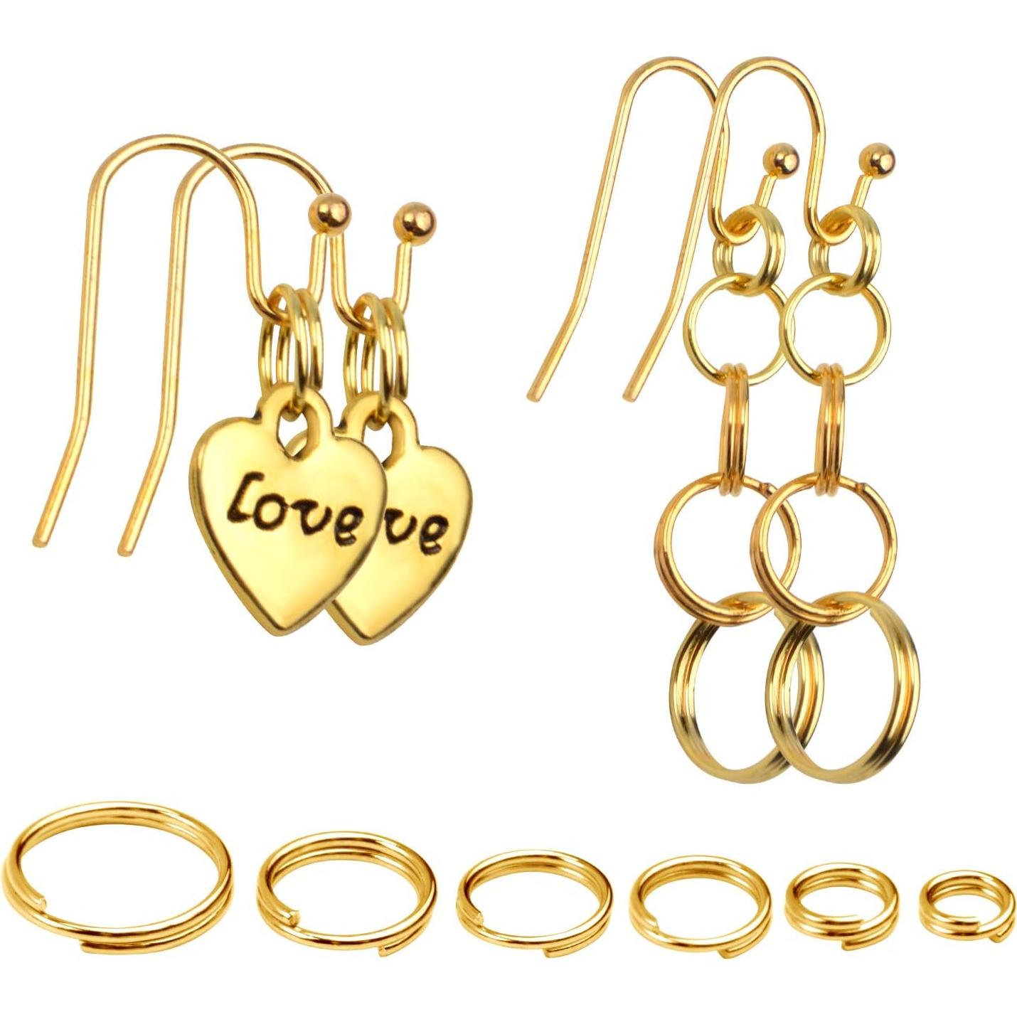 Anillos de Salto Divididos Aylifu - 100g, 6 Tamaños 4-10mm Dorado