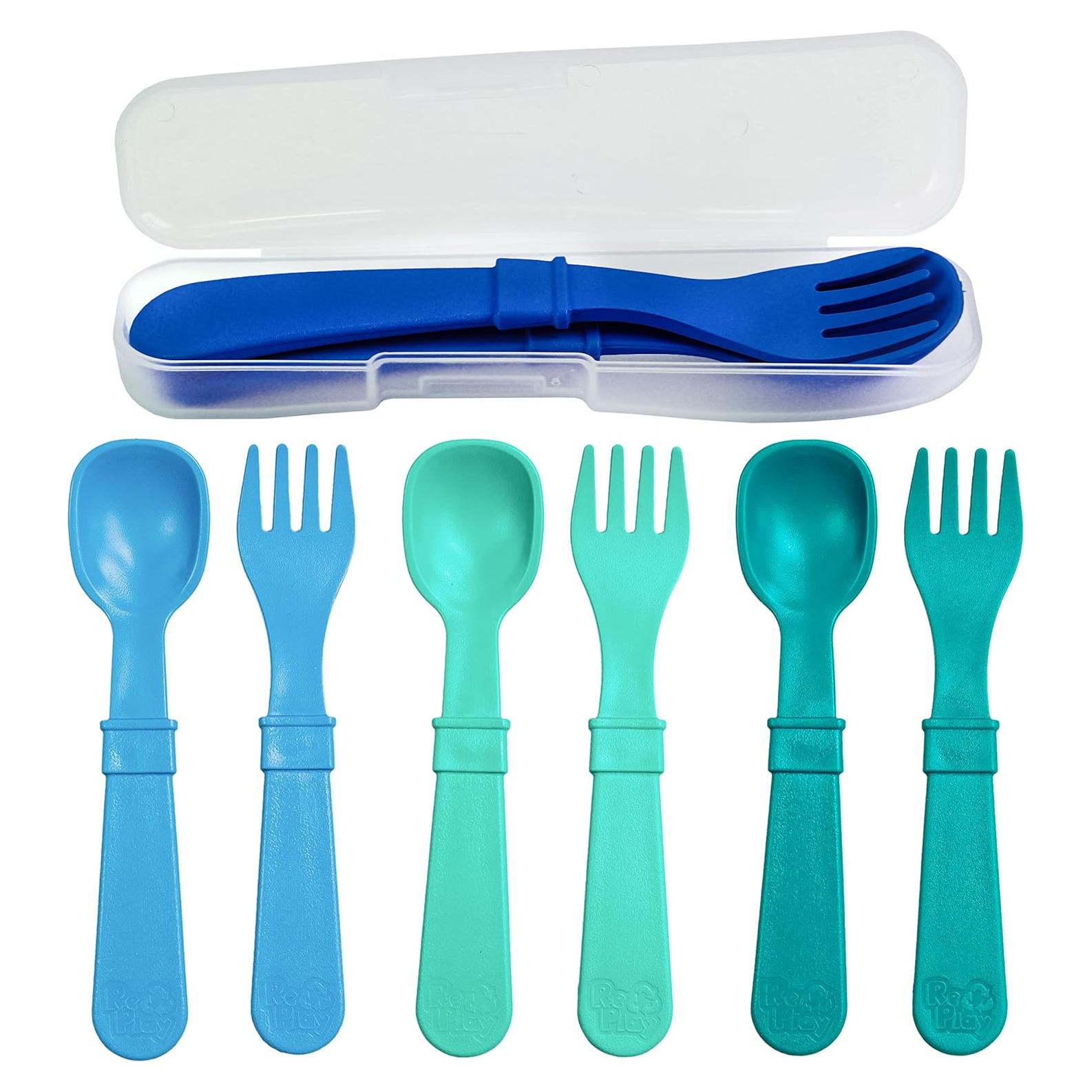 Juego de Utensilios para Niños Re-Play - 8 Piezas Azul 14.7 cm