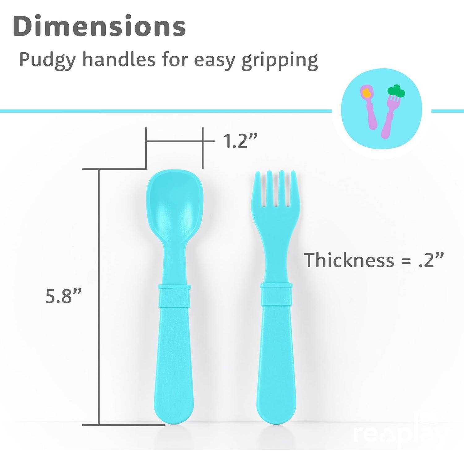 Juego de Utensilios para Niños Re-Play - 8 Piezas Azul 14.7 cm