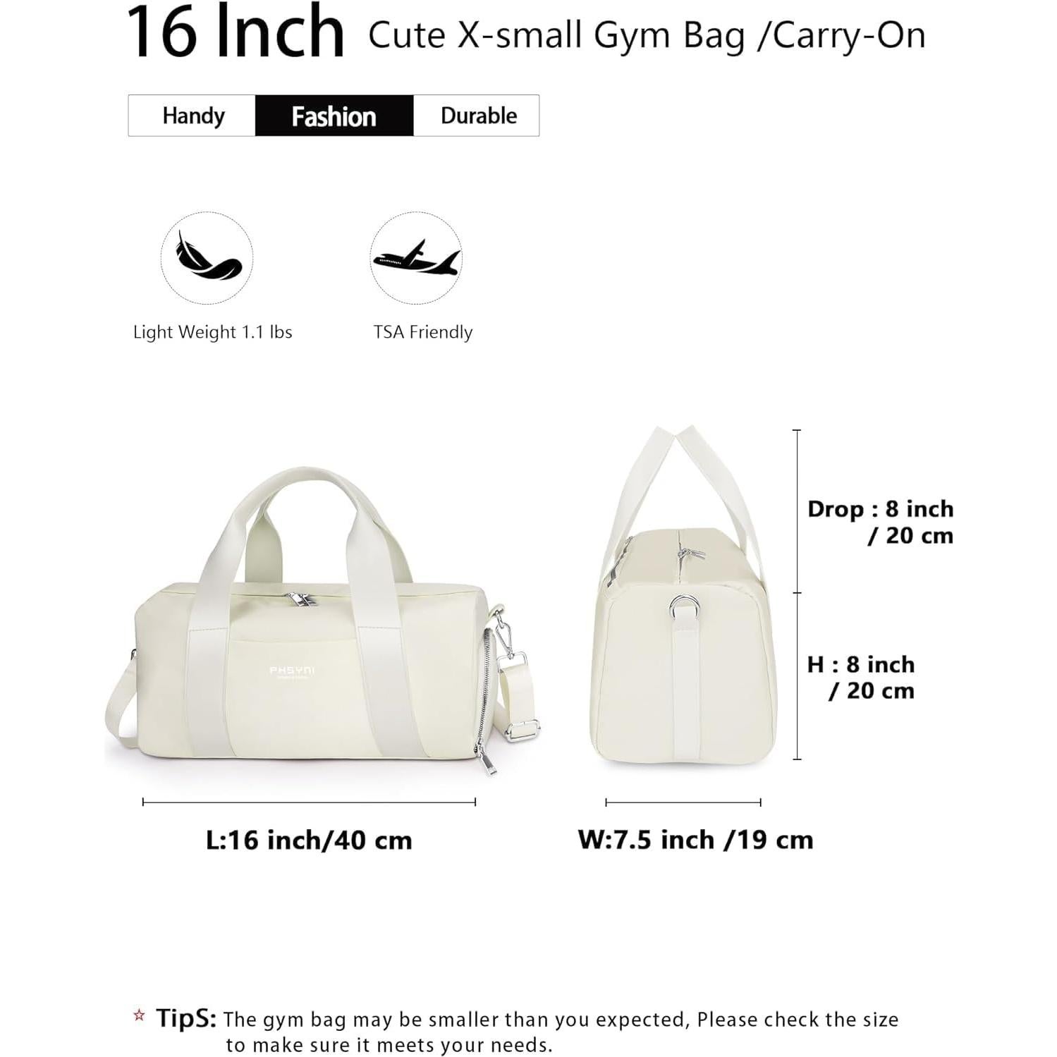 Bolsa de Gimnasio Compacta PHSYNI Beige 40.6x19.1x20.3cm