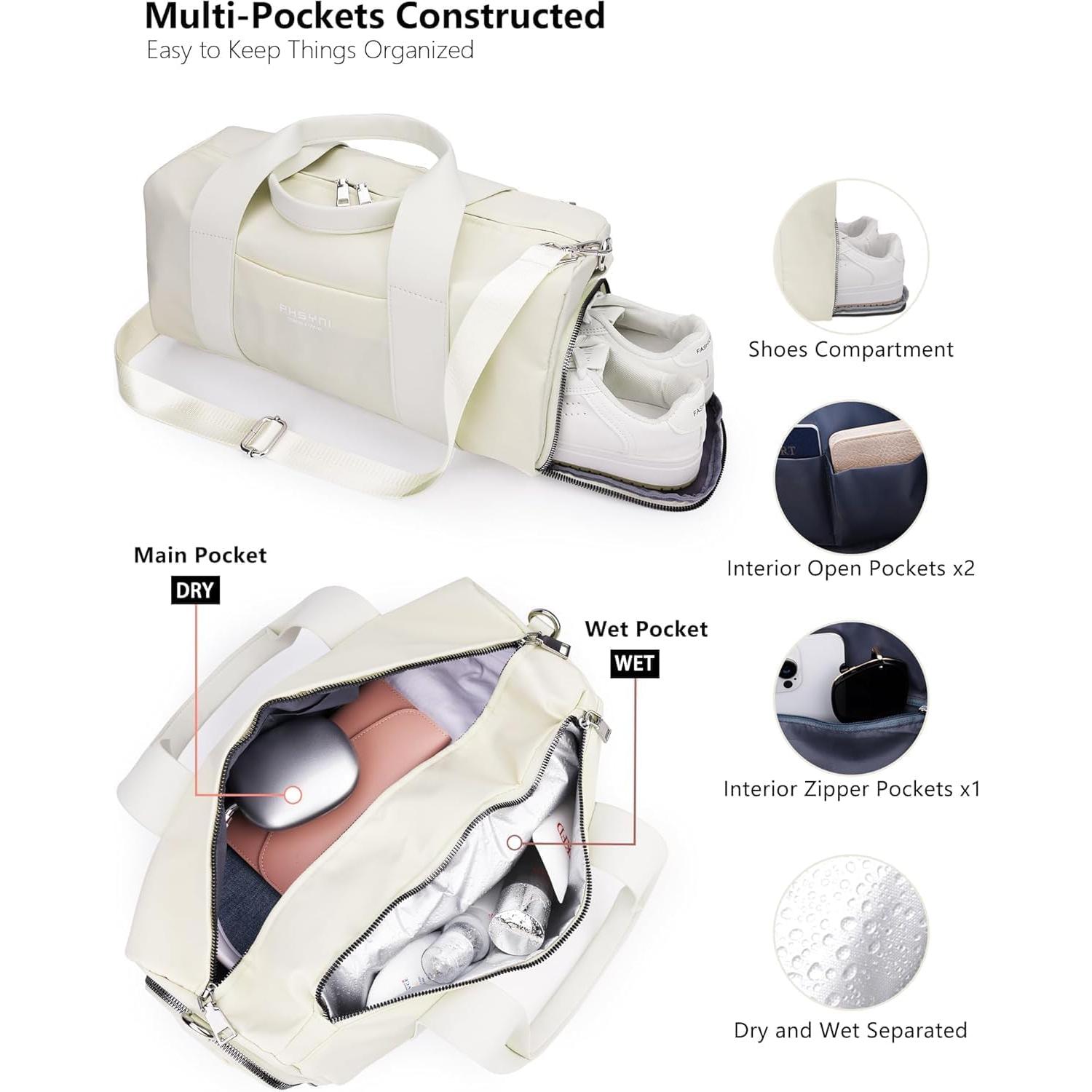 Bolsa de Gimnasio Compacta PHSYNI Beige 40.6x19.1x20.3cm