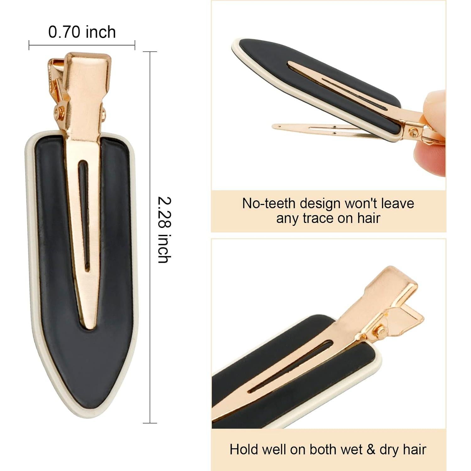 Clips para Cabello Sin Dobleces AMCAMI 4 Pcs Negro y Blanco