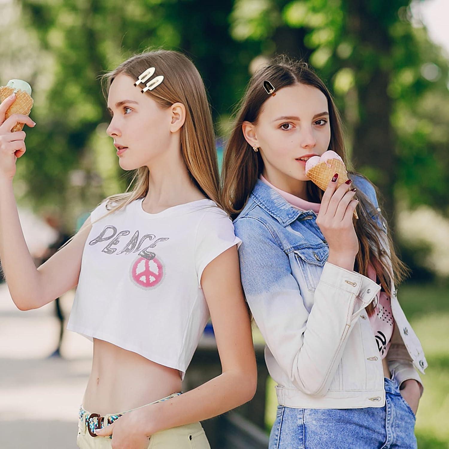 Clips para Cabello Sin Dobleces AMCAMI 4 Pcs Negro y Blanco