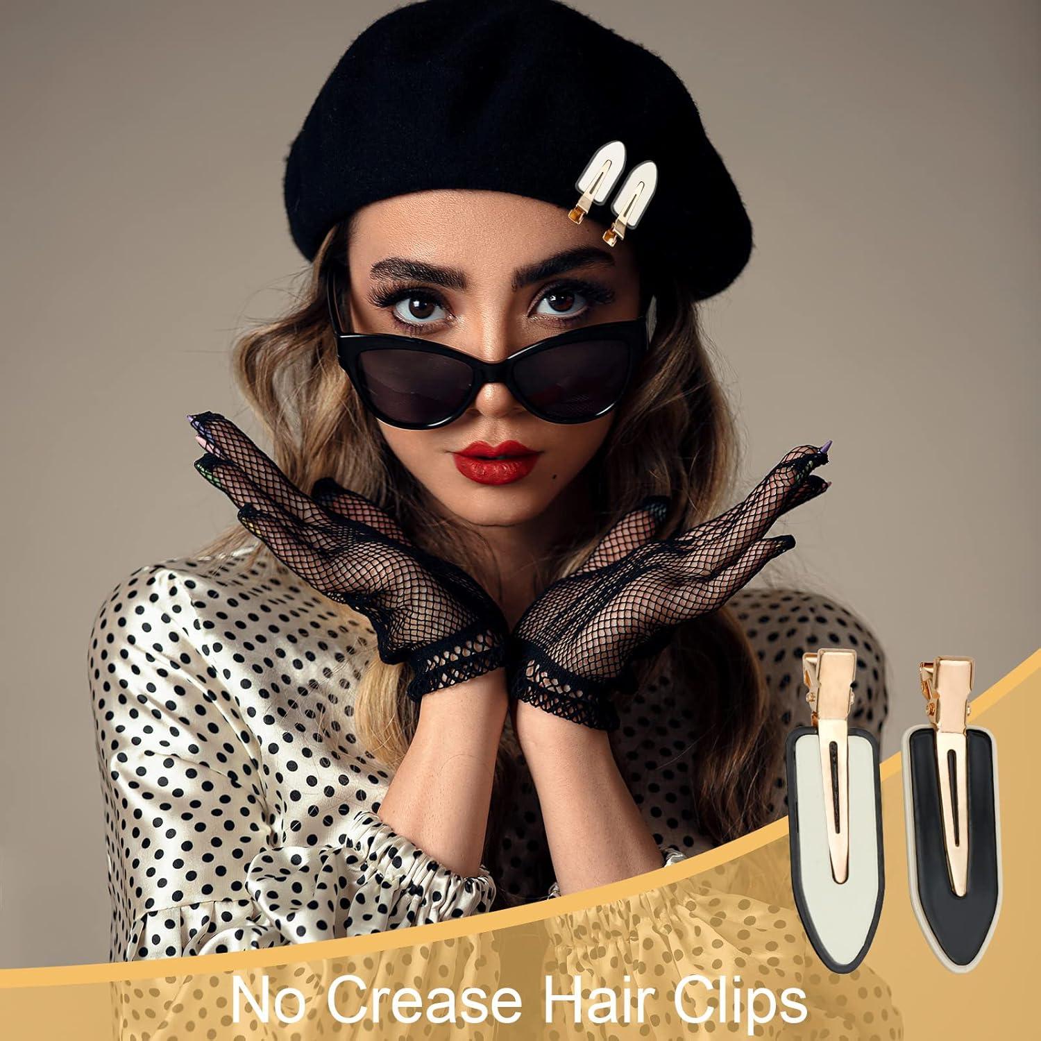 Clips para Cabello Sin Dobleces AMCAMI 4 Pcs Negro y Blanco