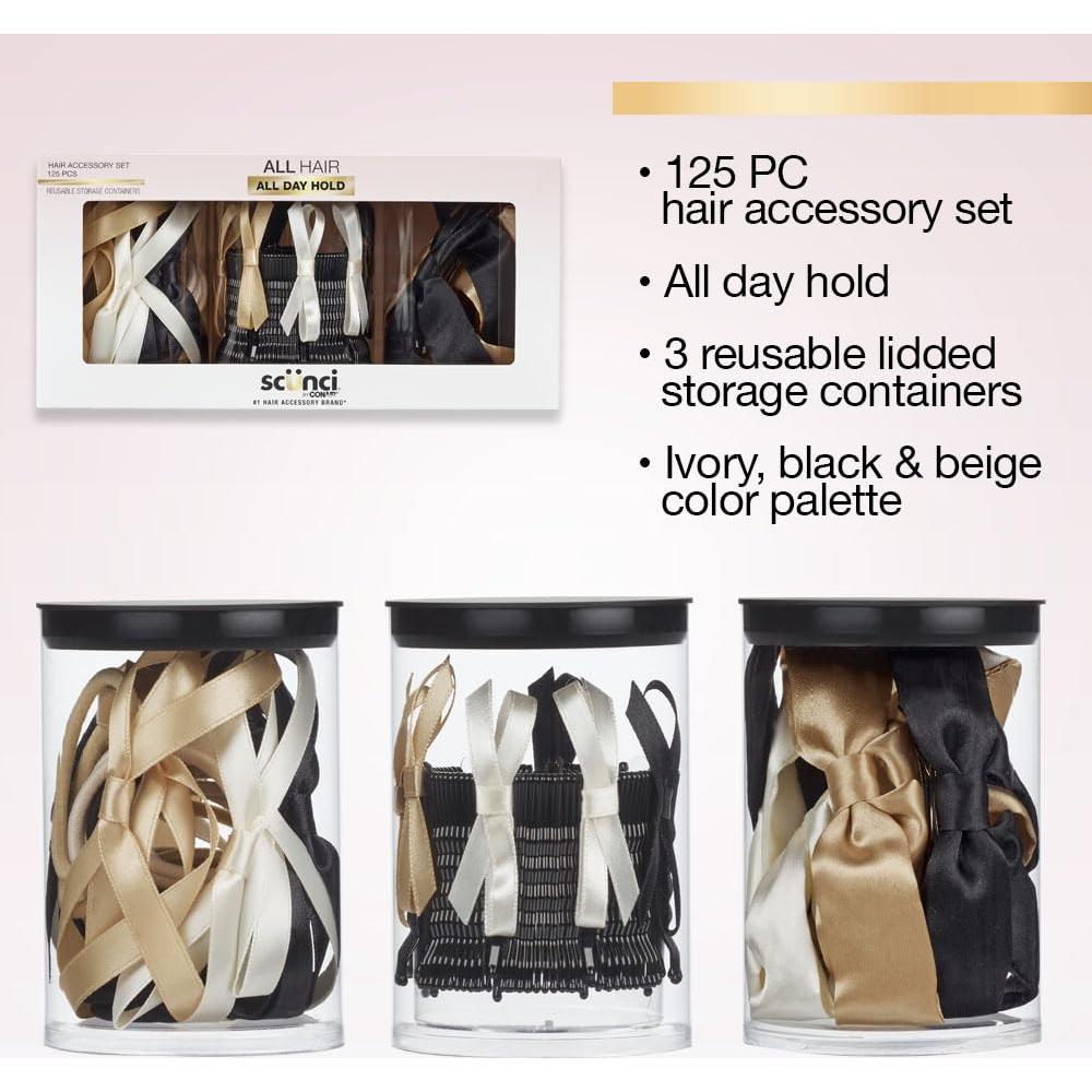 Set de Accesorios para el Cabello Scunci 125 Piezas Neutro