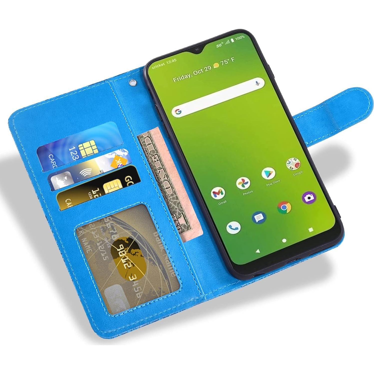 Funda de teléfono Asuwish para Cricket Icon 3/Splendor/AT&T Motivate 2 con protector de pantalla y billetera