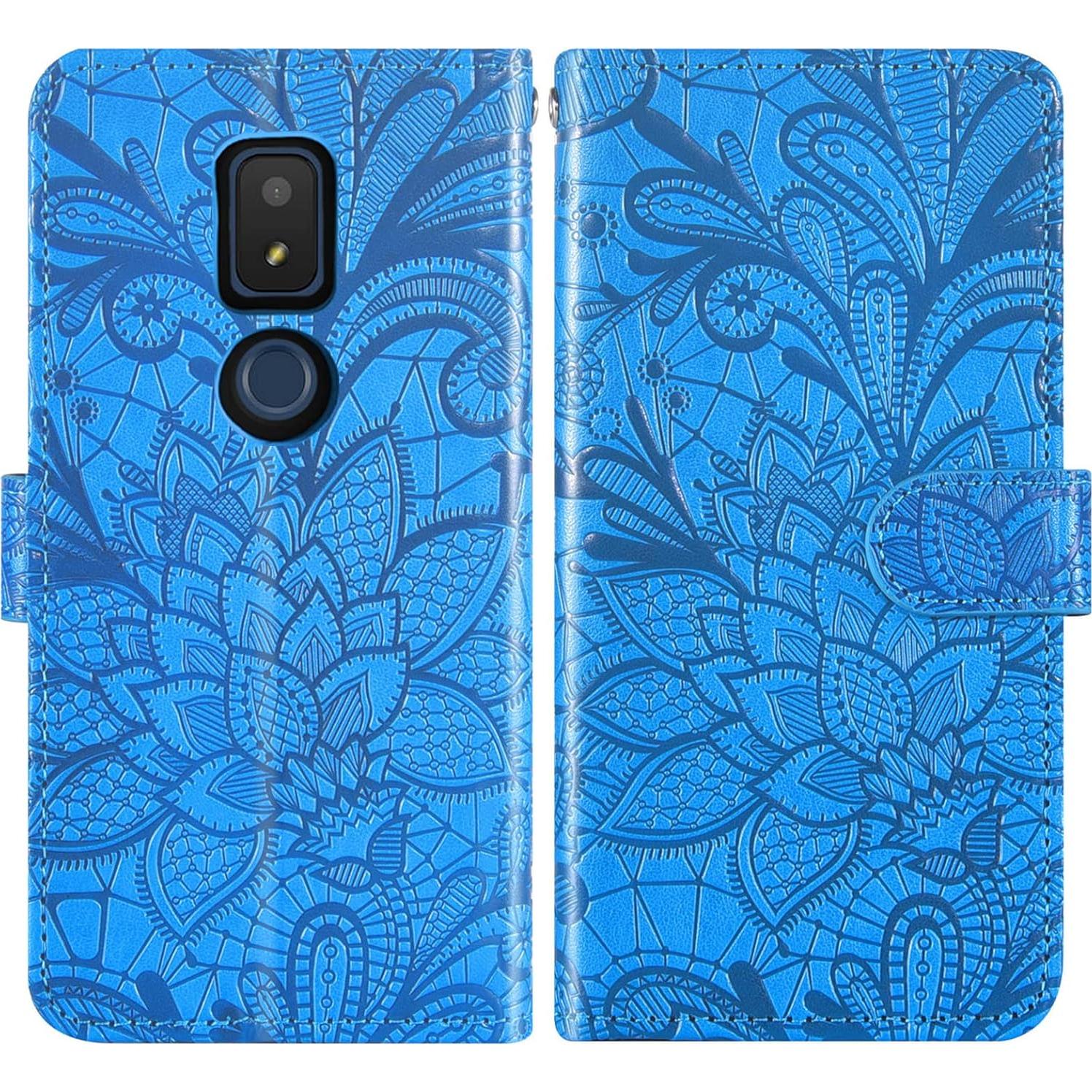 Funda de teléfono Asuwish para Cricket Icon 3/Splendor/AT&T Motivate 2 con protector de pantalla y billetera