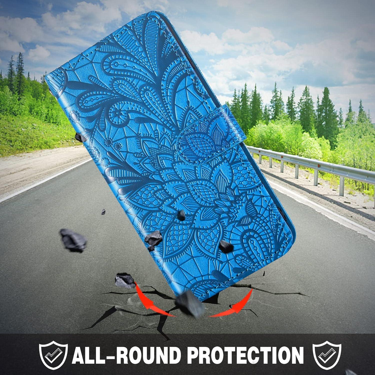 Funda de teléfono Asuwish para Cricket Icon 3/Splendor/AT&T Motivate 2 con protector de pantalla y billetera