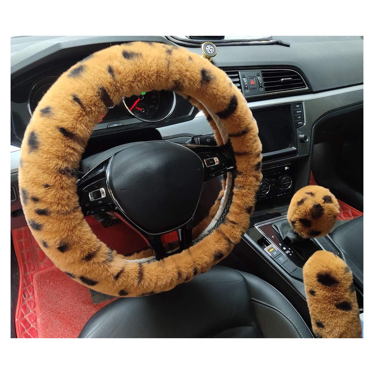 Cubierta de Volante de Piel Sintética IXITON Leopardo - Set 3 Piezas