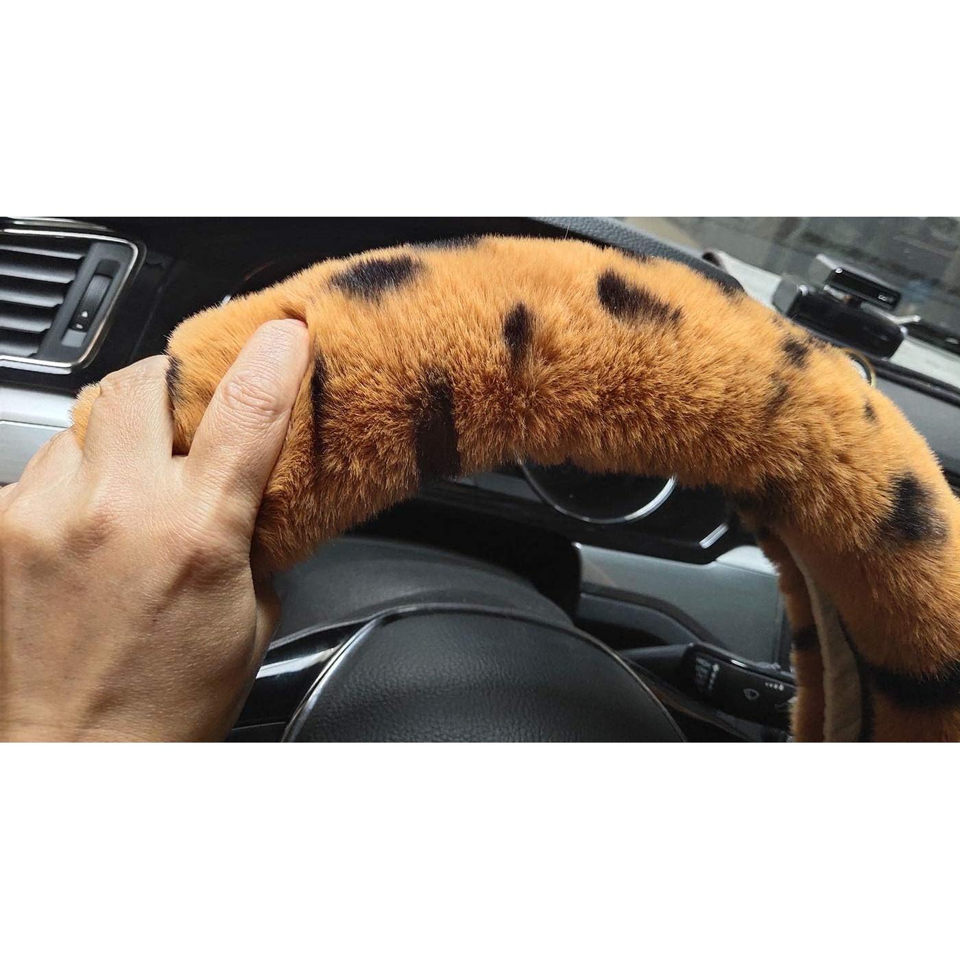 Cubierta de Volante de Piel Sintética IXITON Leopardo - Set 3 Piezas